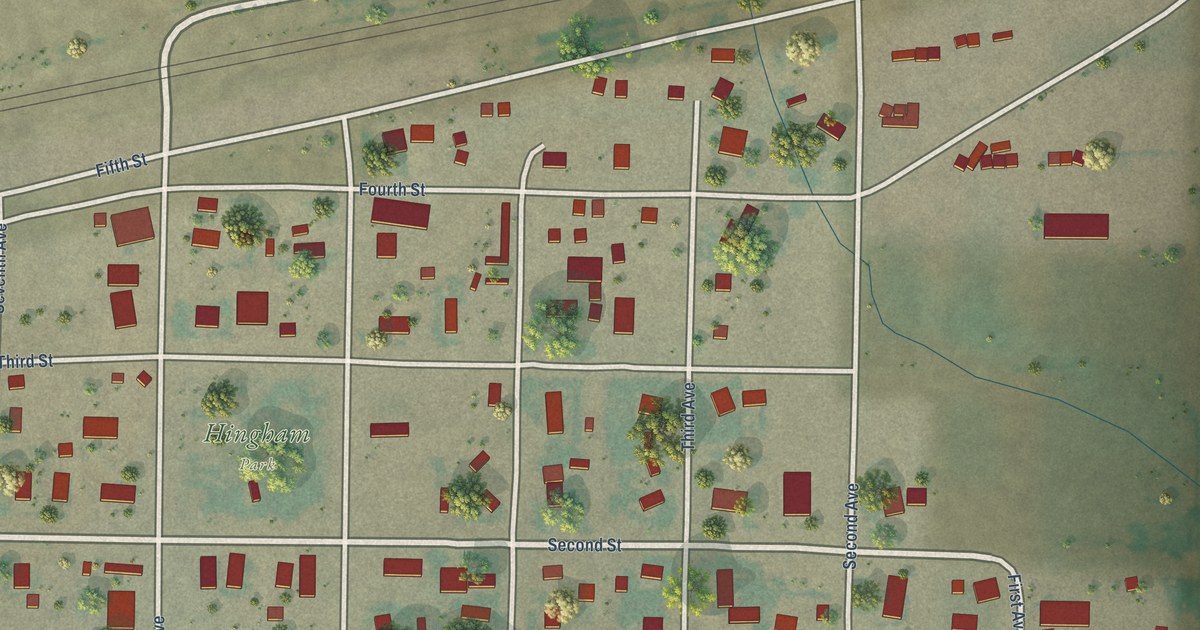 Map of Hingham, Montana in 2026
