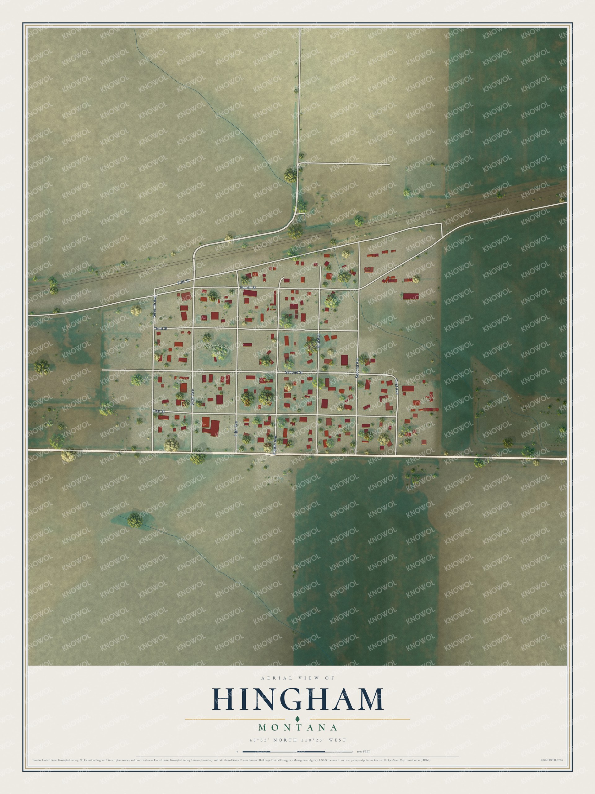 Watermarked full-map preview of Hingham, Montana