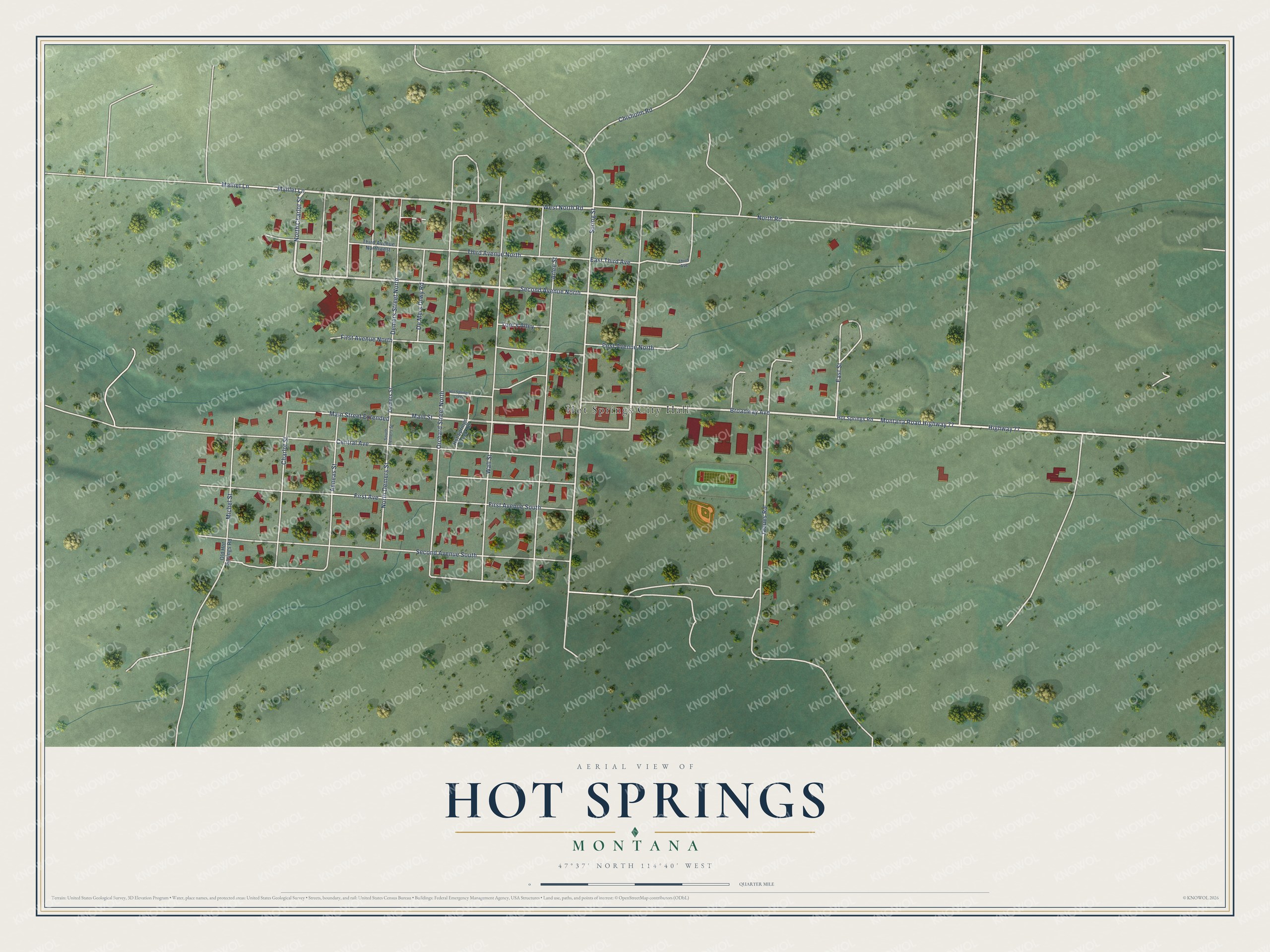 Watermarked full-map preview of Hot Springs, Montana