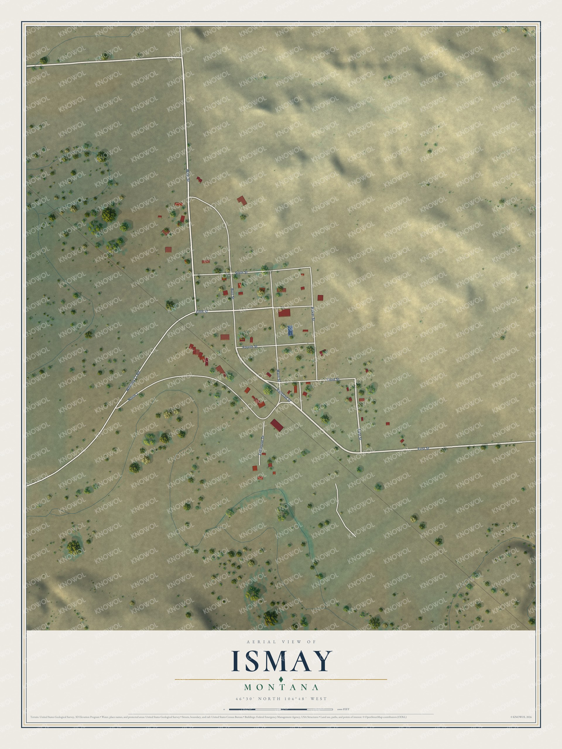 Watermarked full-map preview of Ismay, Montana