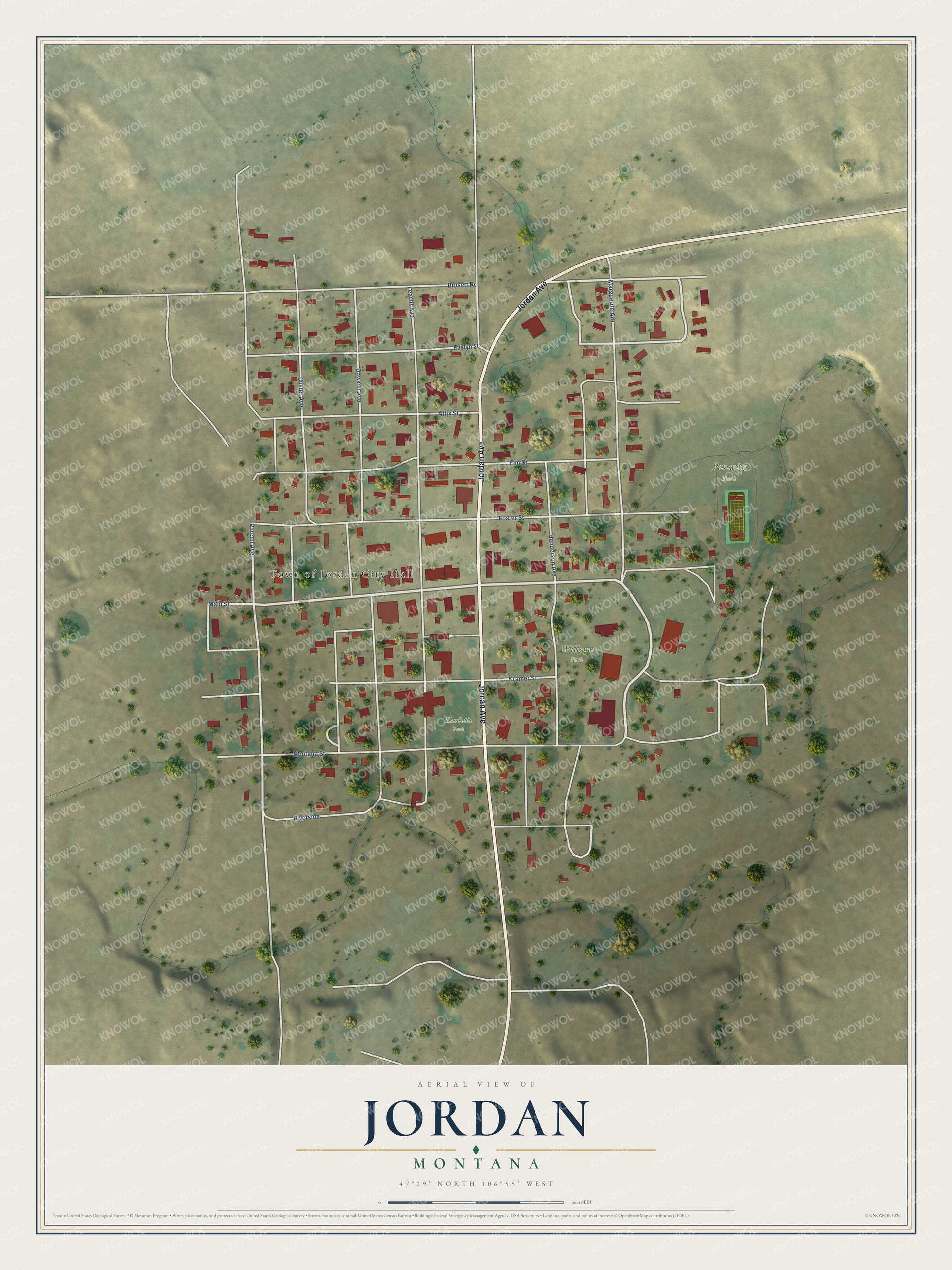 Watermarked full-map preview of Jordan, Montana