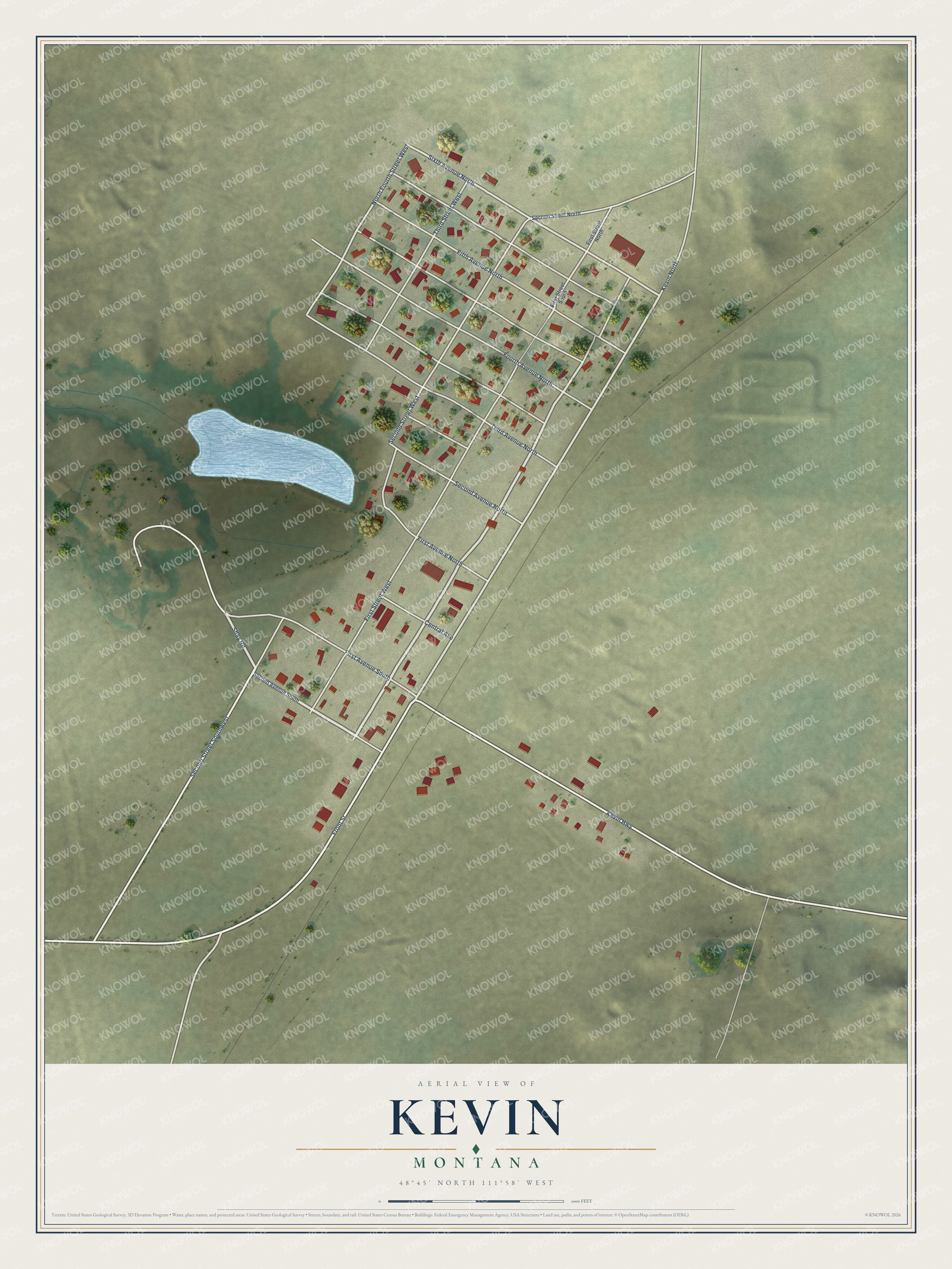 Watermarked full-map preview of Kevin, Montana