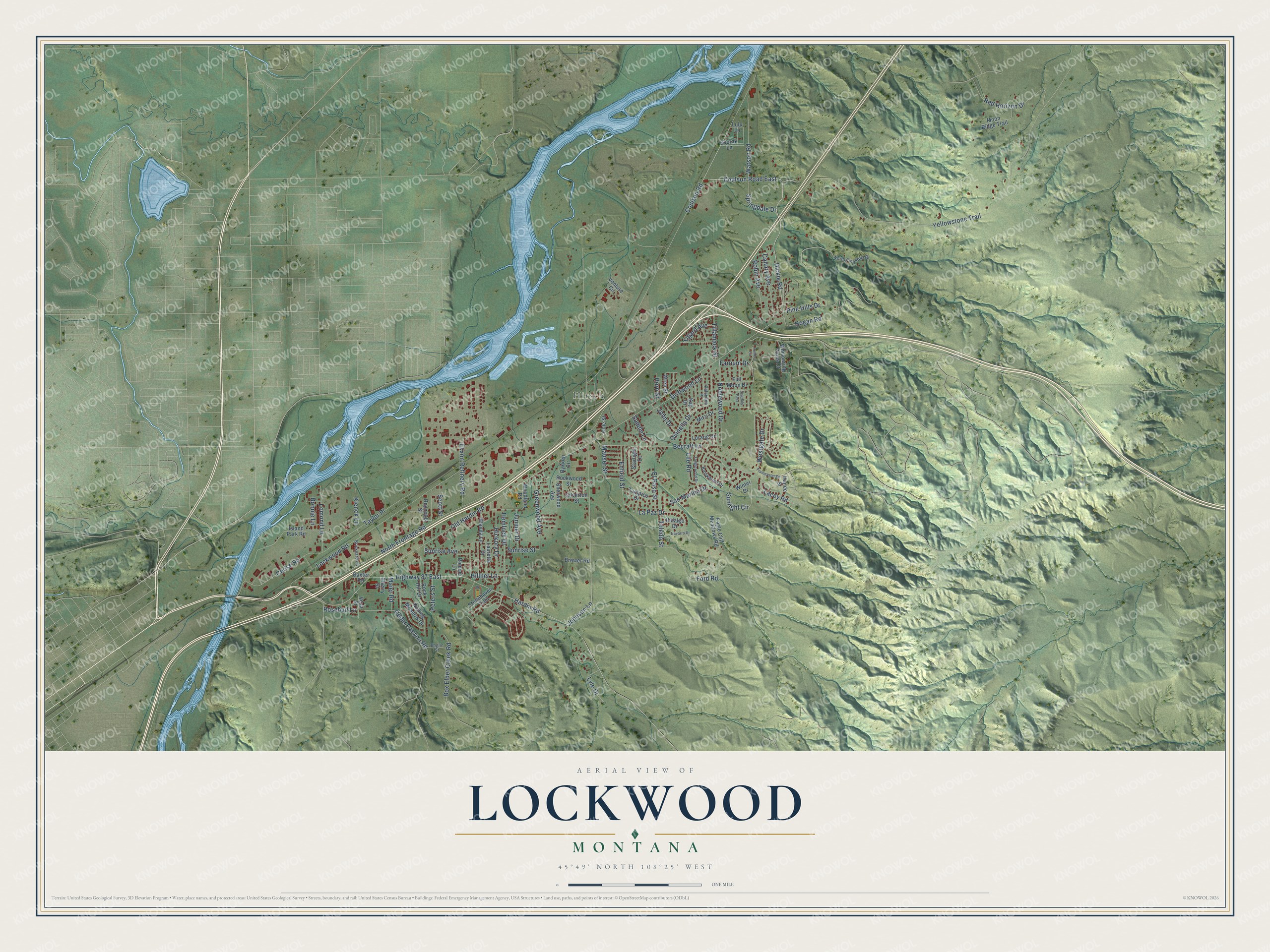 Watermarked full-map preview of Lockwood, Montana