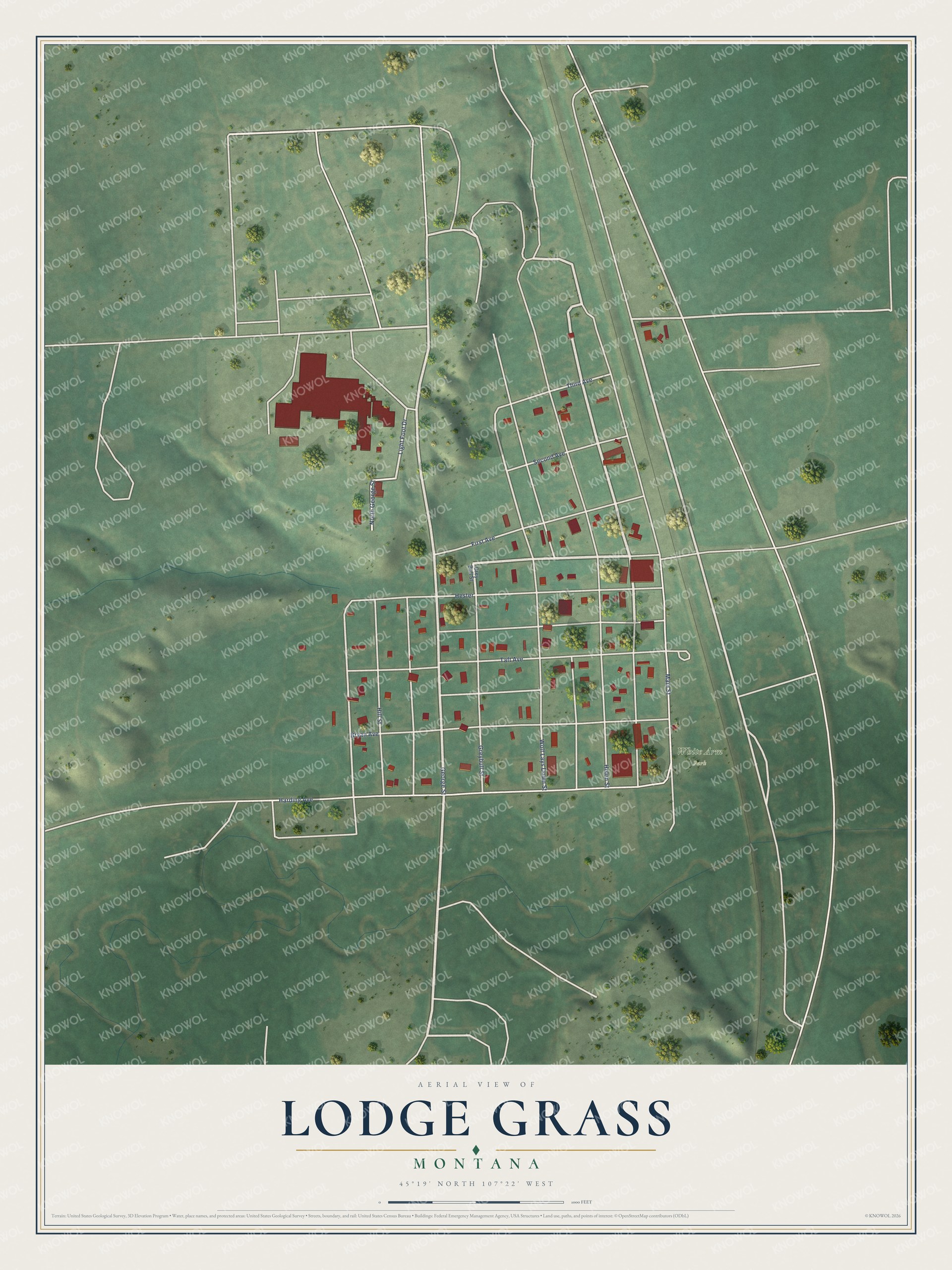 Watermarked full-map preview of Lodge Grass, Montana