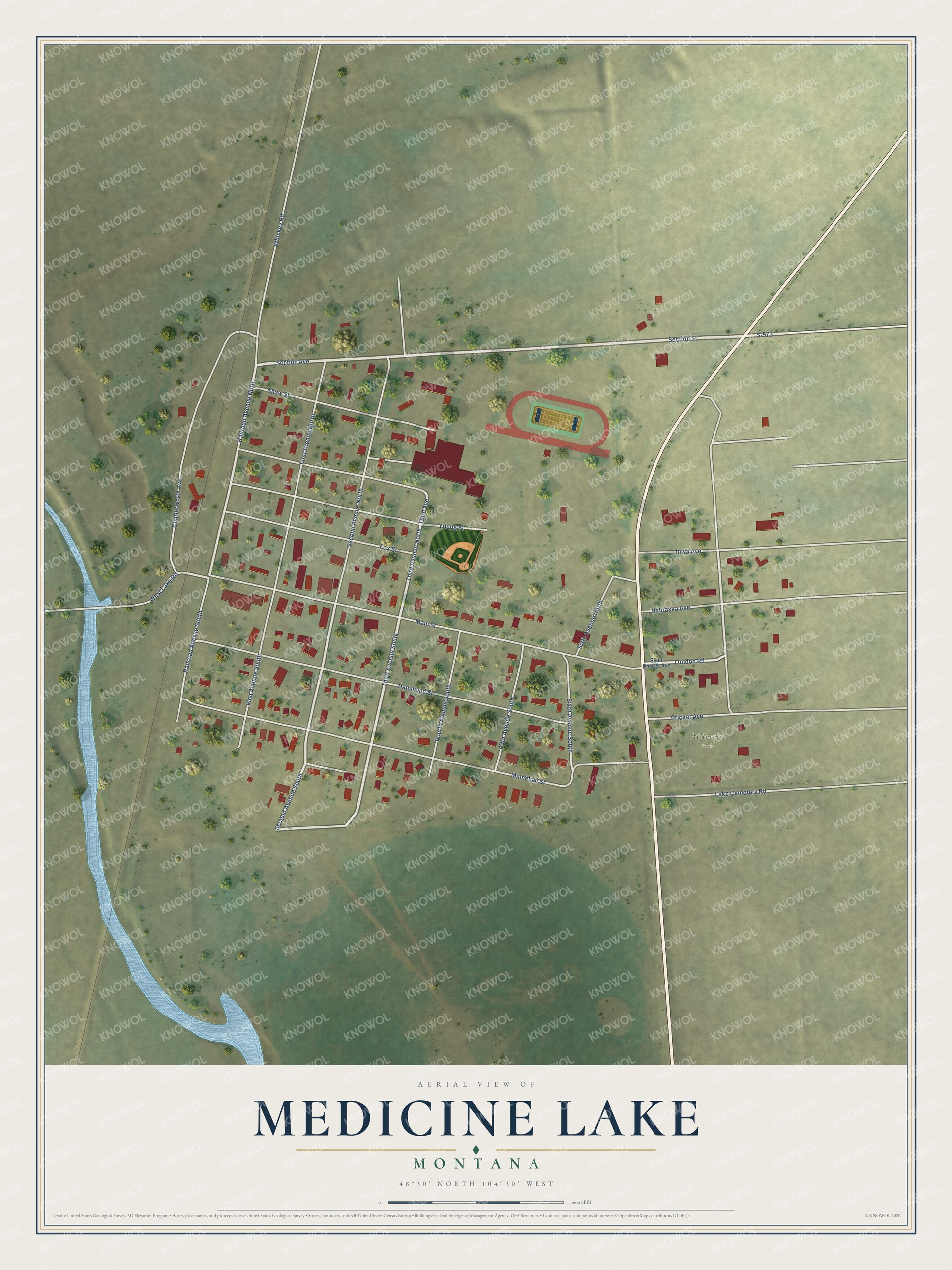 Watermarked full-map preview of Medicine Lake, Montana