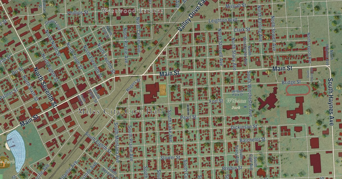 Map of Miles City, Montana in 2026