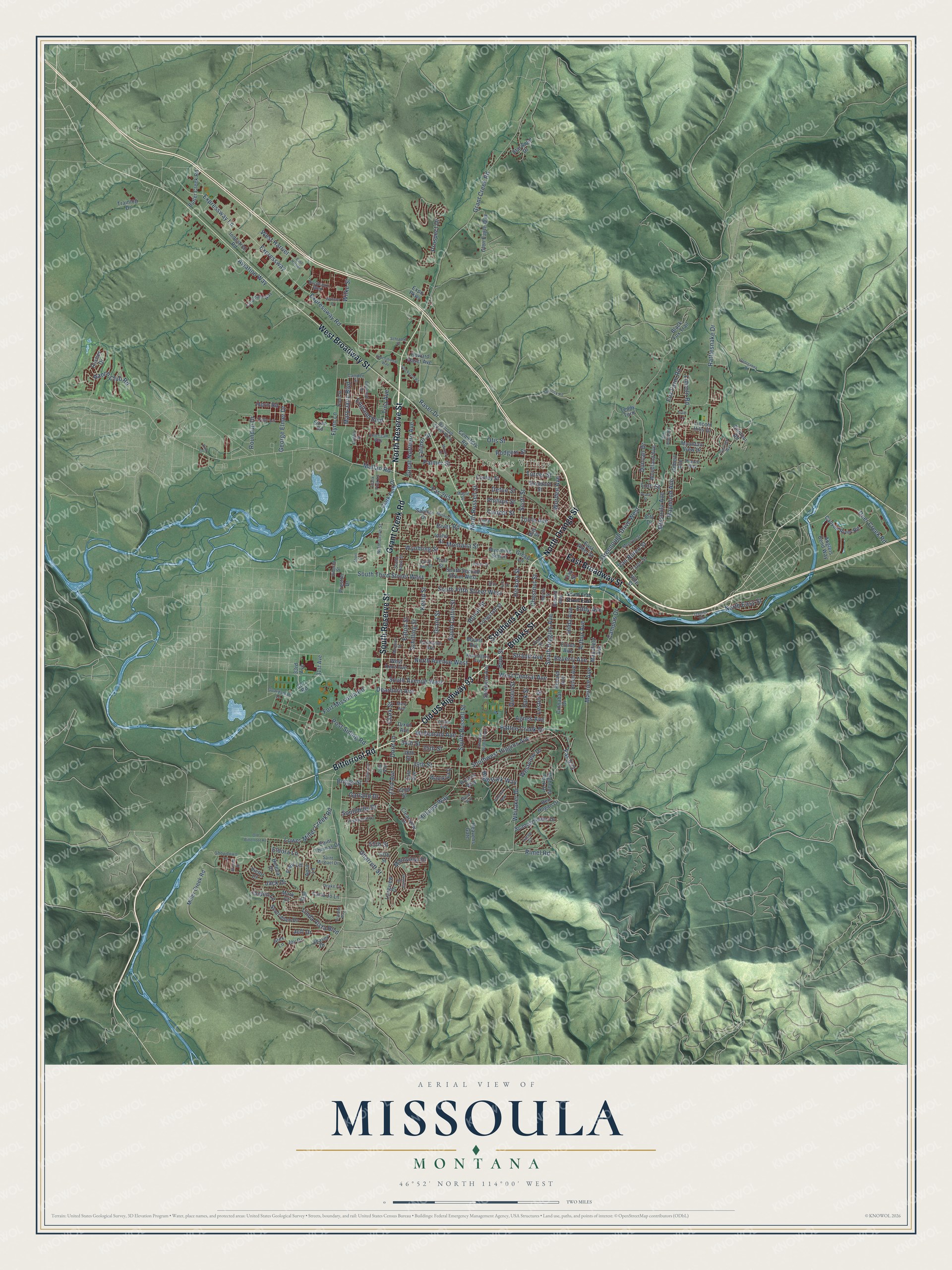Watermarked full-map preview of Missoula, Montana