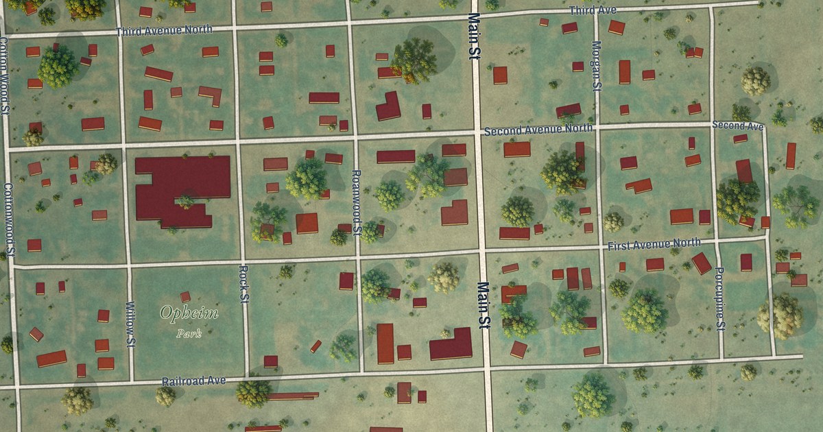 Map of Opheim, Montana in 2026