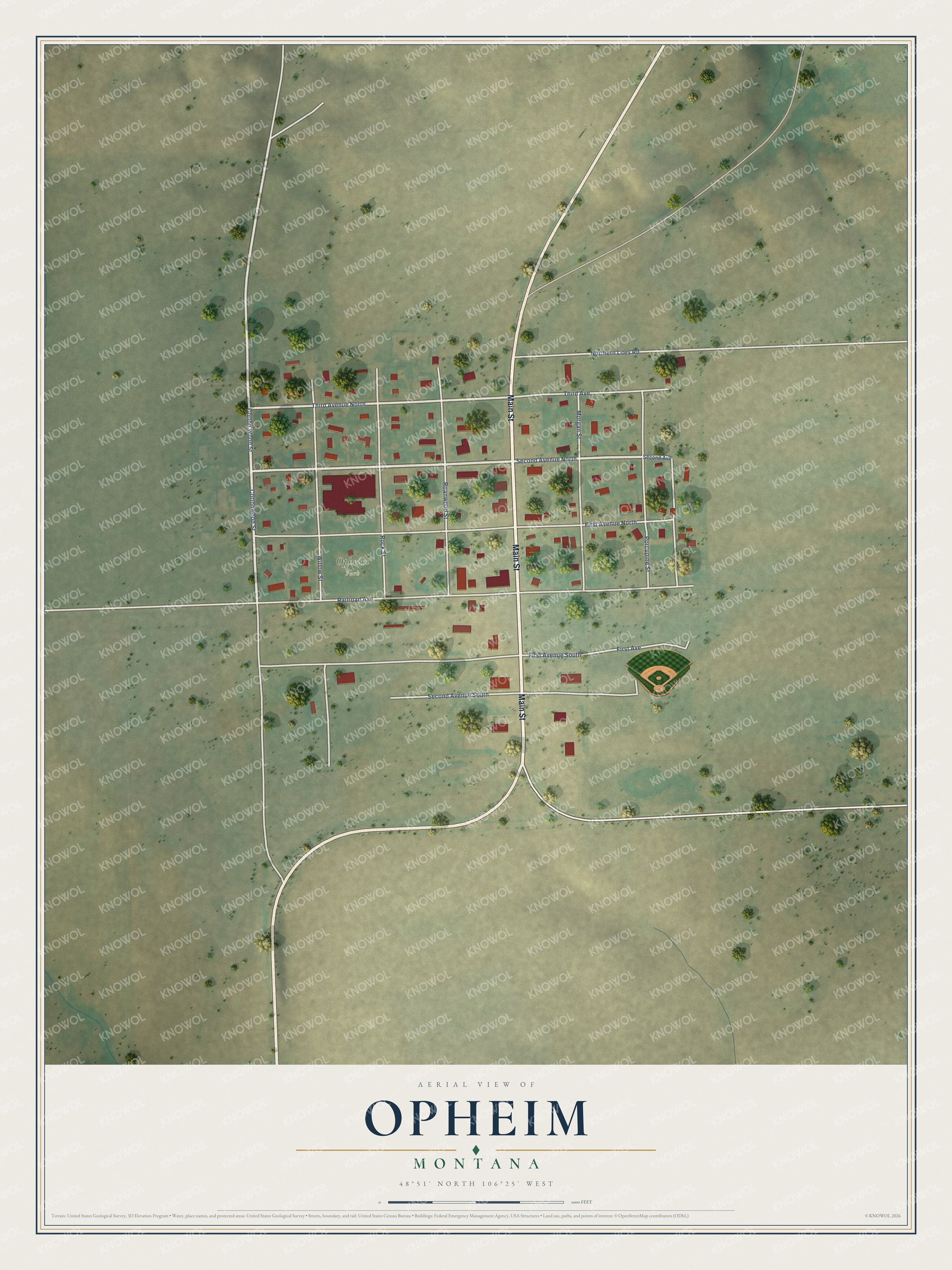 Watermarked full-map preview of Opheim, Montana