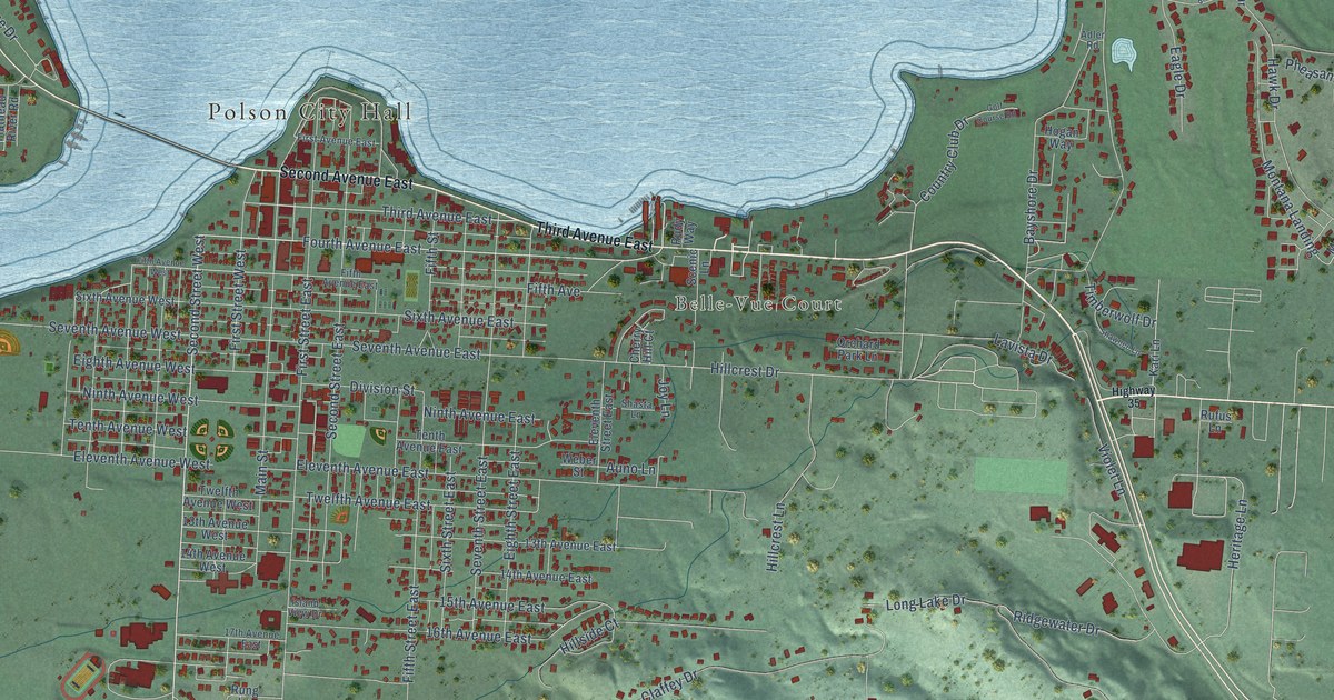 Map of Polson, Montana in 2026