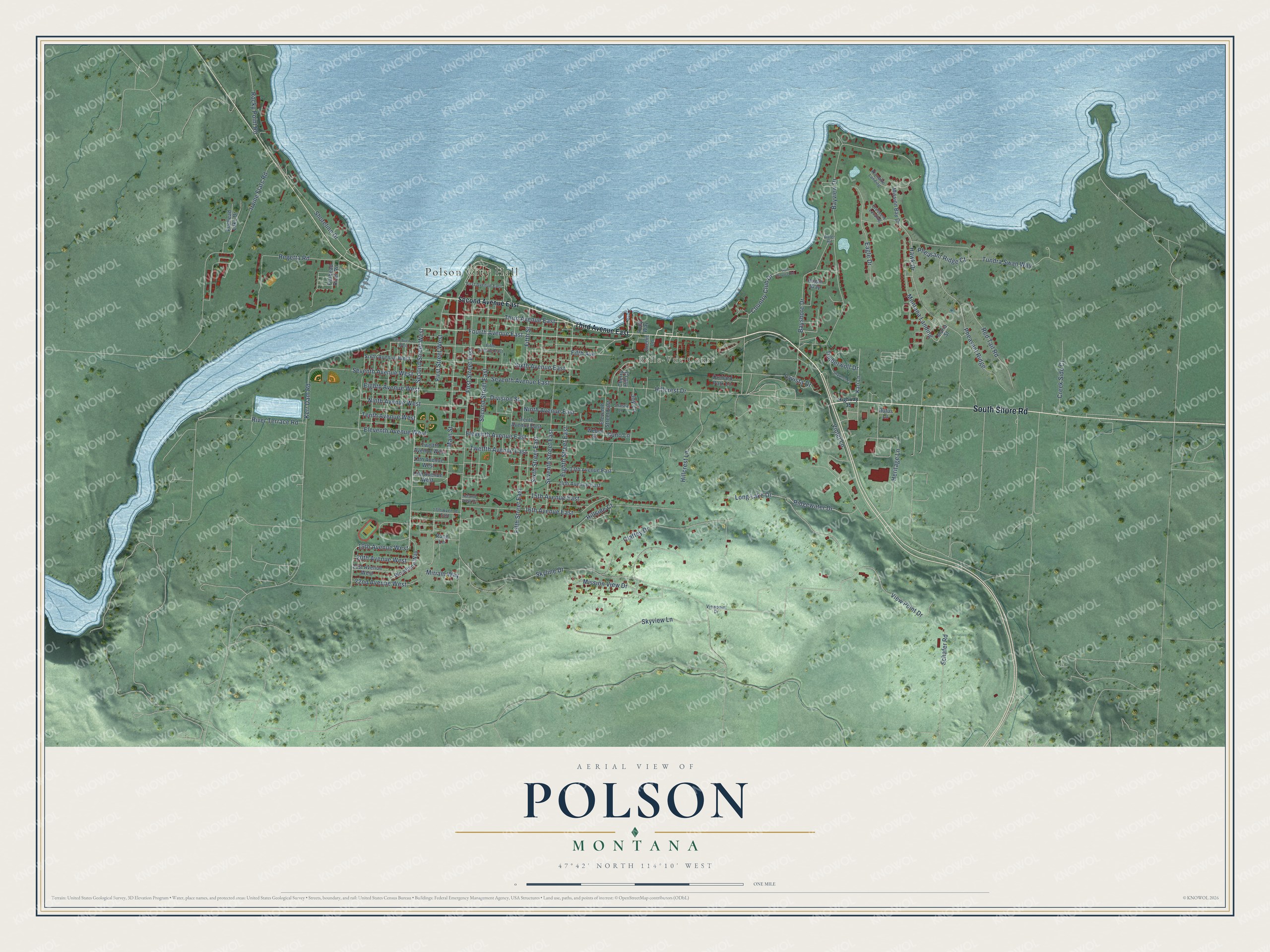 Watermarked full-map preview of Polson, Montana