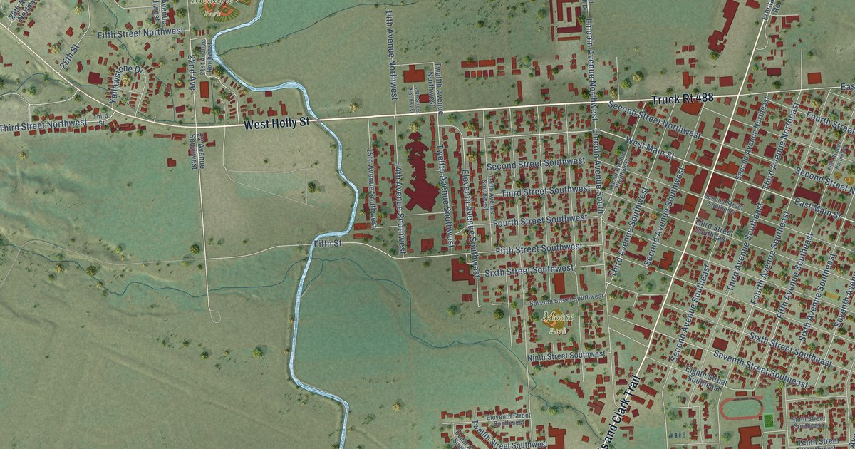 Map of Sidney, Montana in 2026