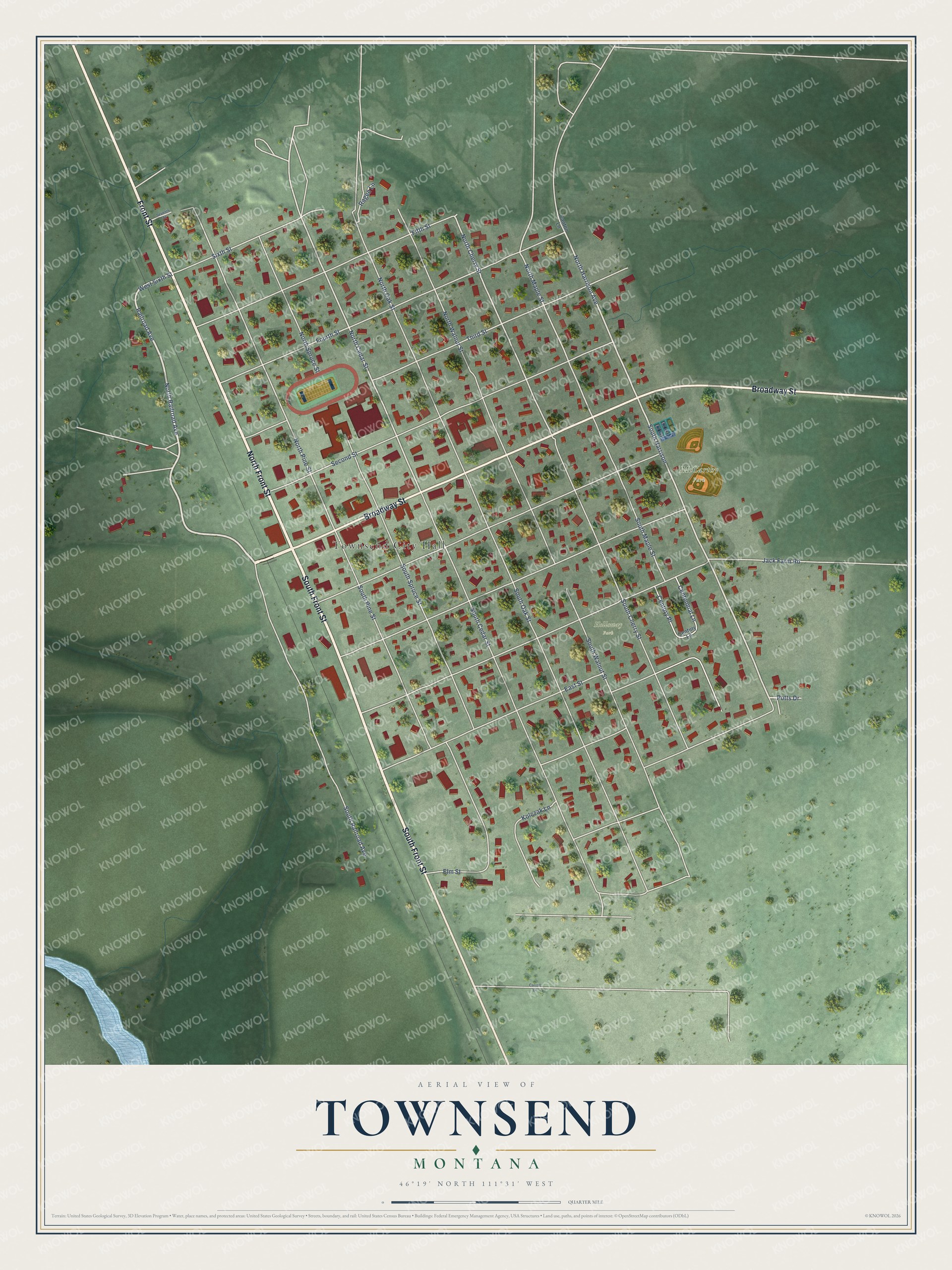 Watermarked full-map preview of Townsend, Montana