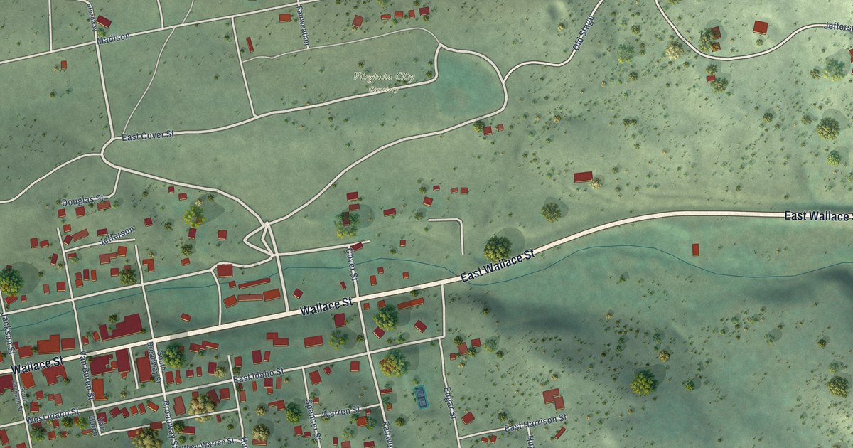 Map of Virginia City, Montana in 2026