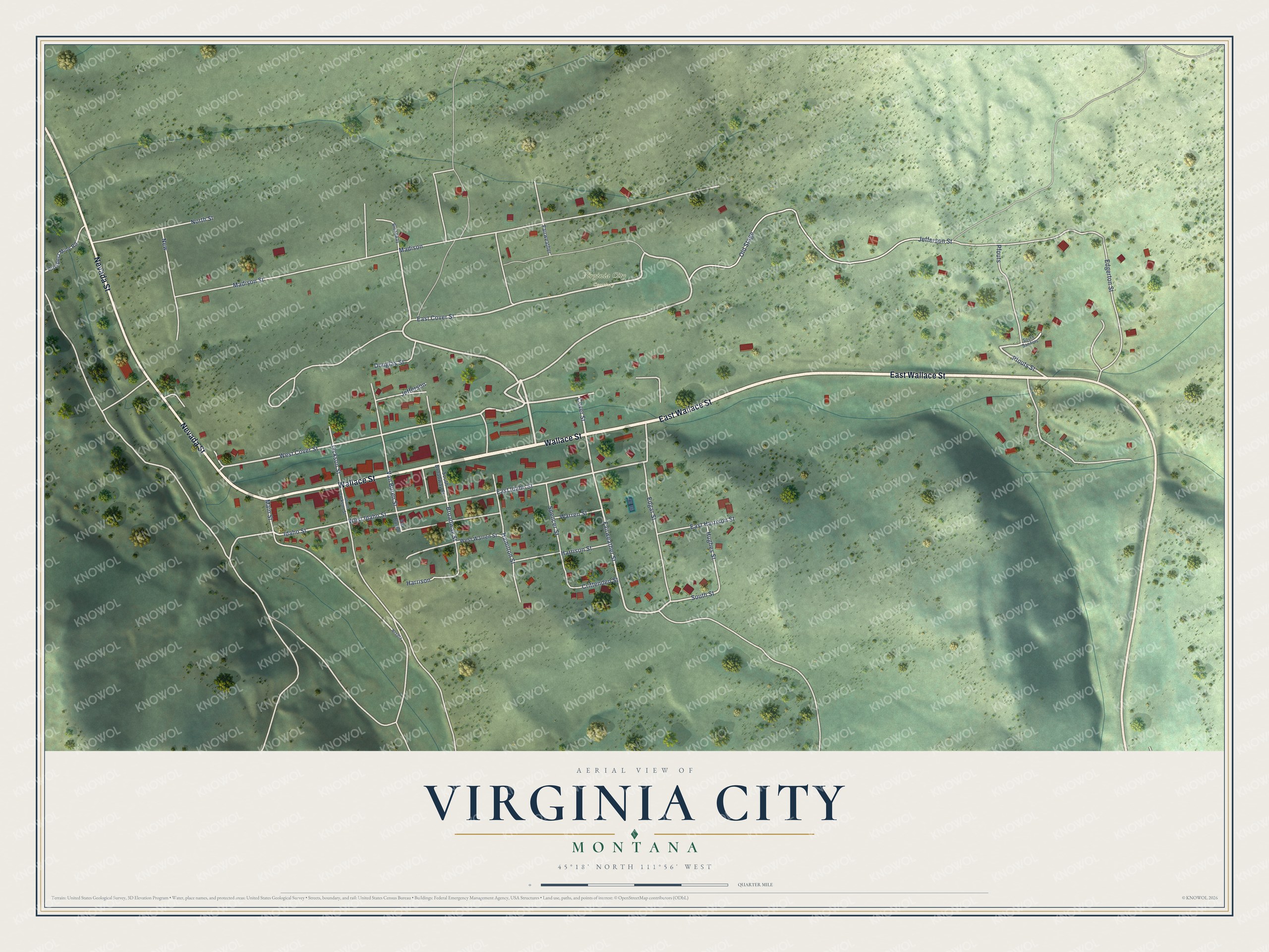 Watermarked full-map preview of Virginia City, Montana