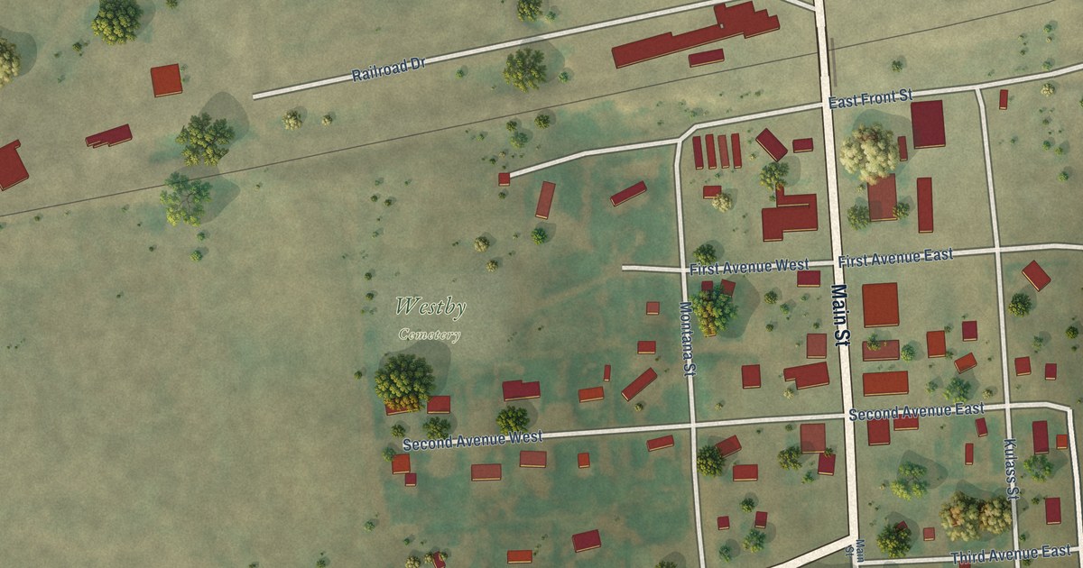 Map of Westby, Montana in 2026