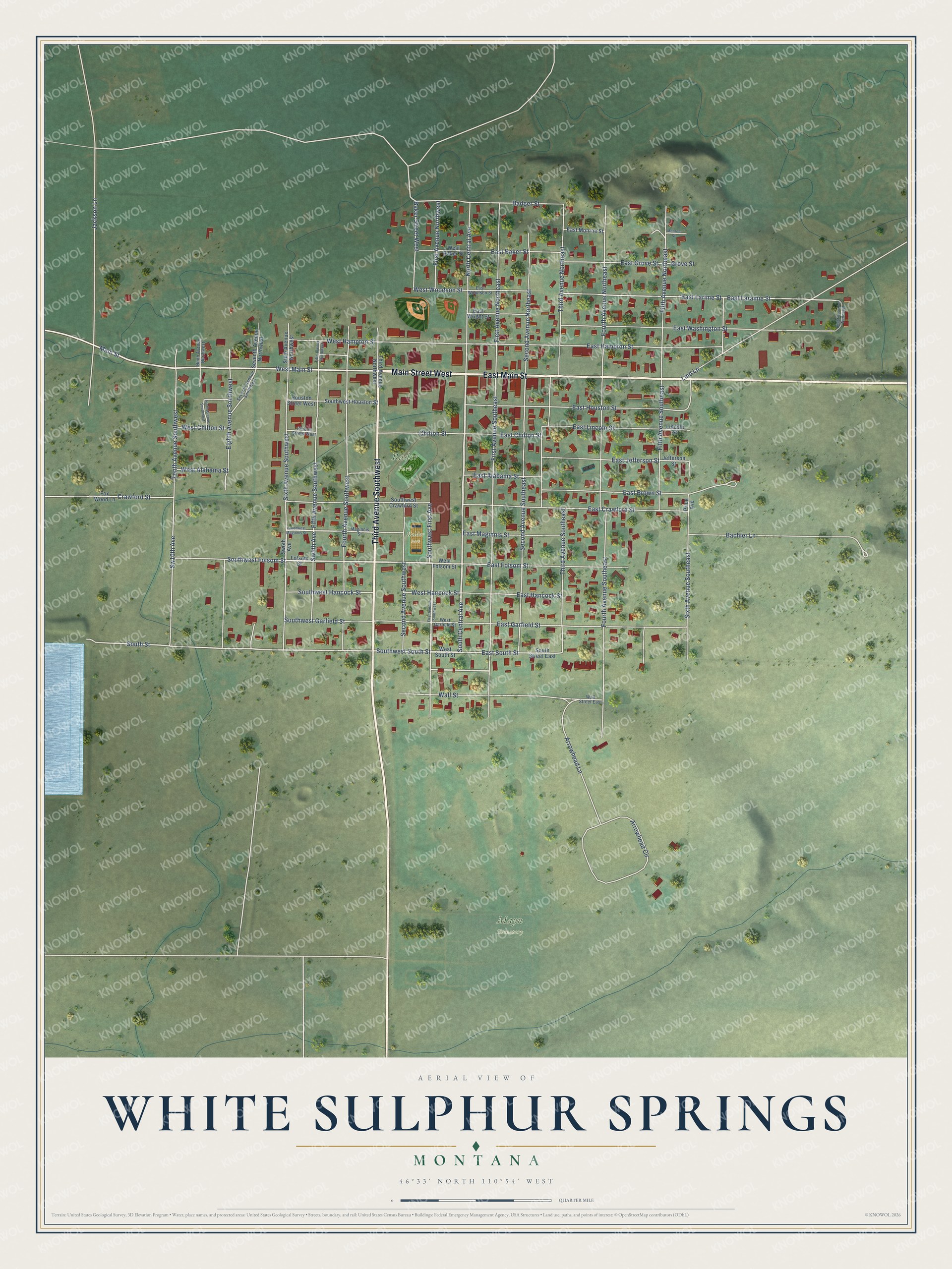 Watermarked full-map preview of White Sulphur Springs, Montana