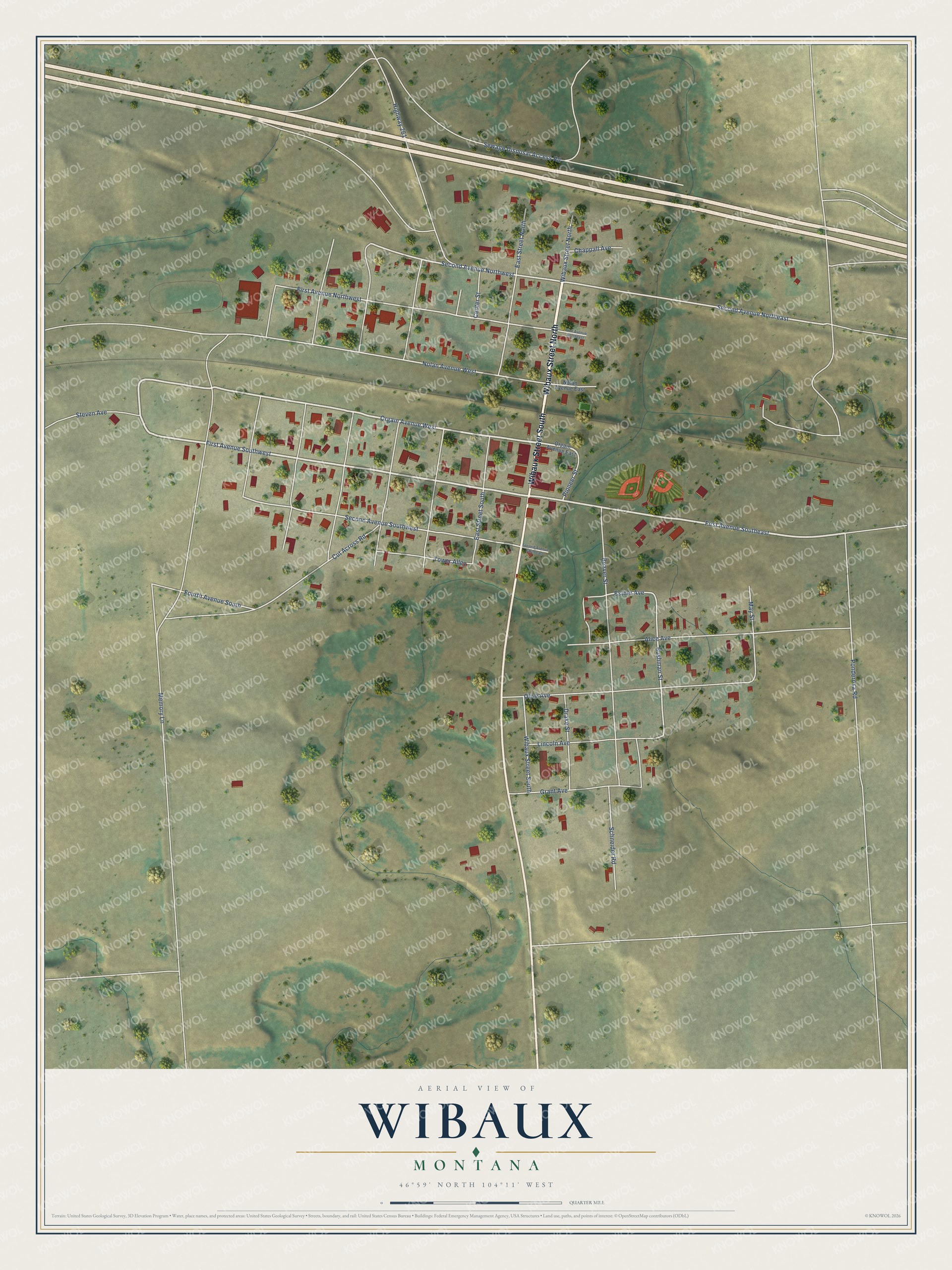 Watermarked full-map preview of Wibaux, Montana