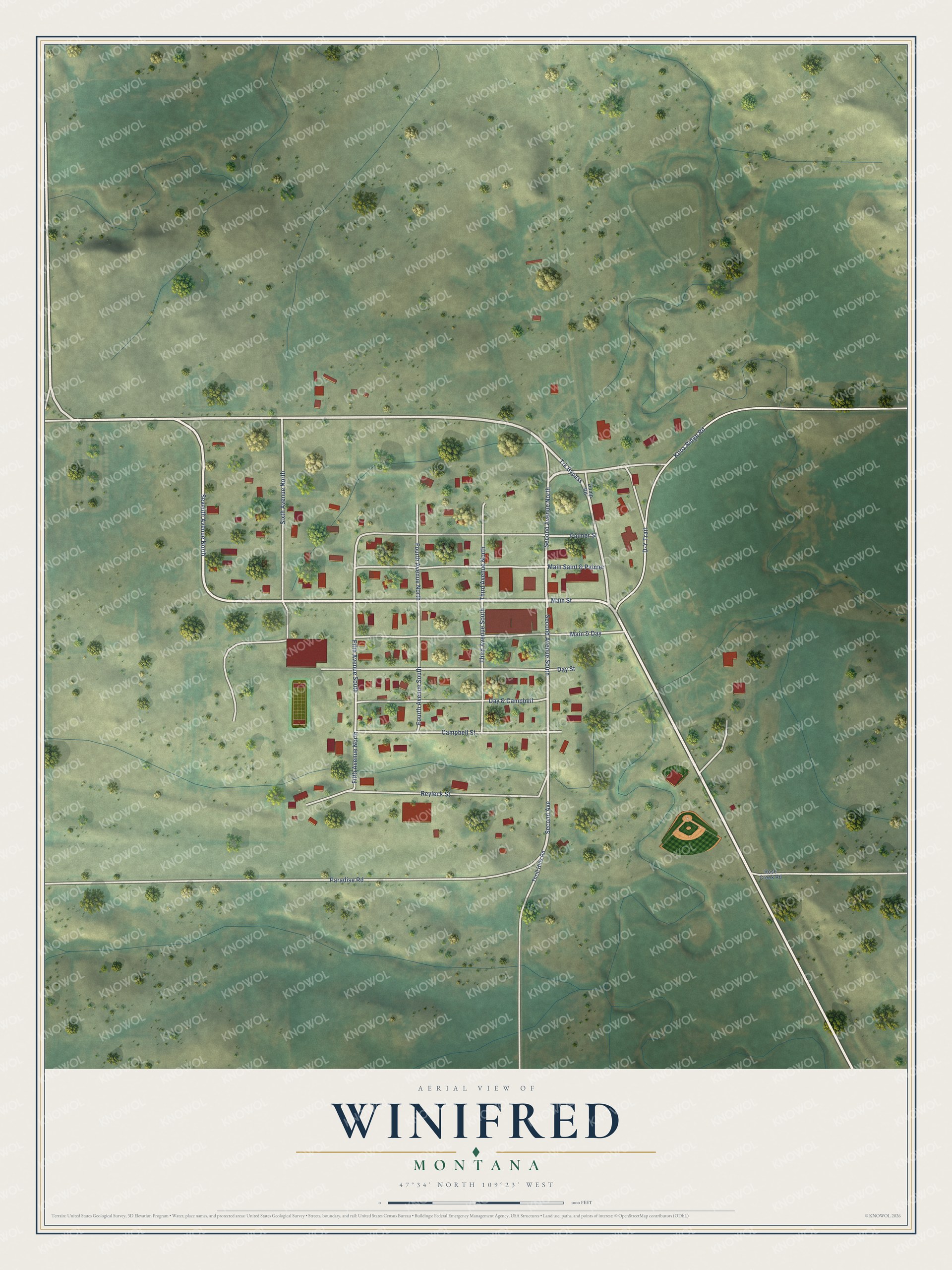 Watermarked full-map preview of Winifred, Montana