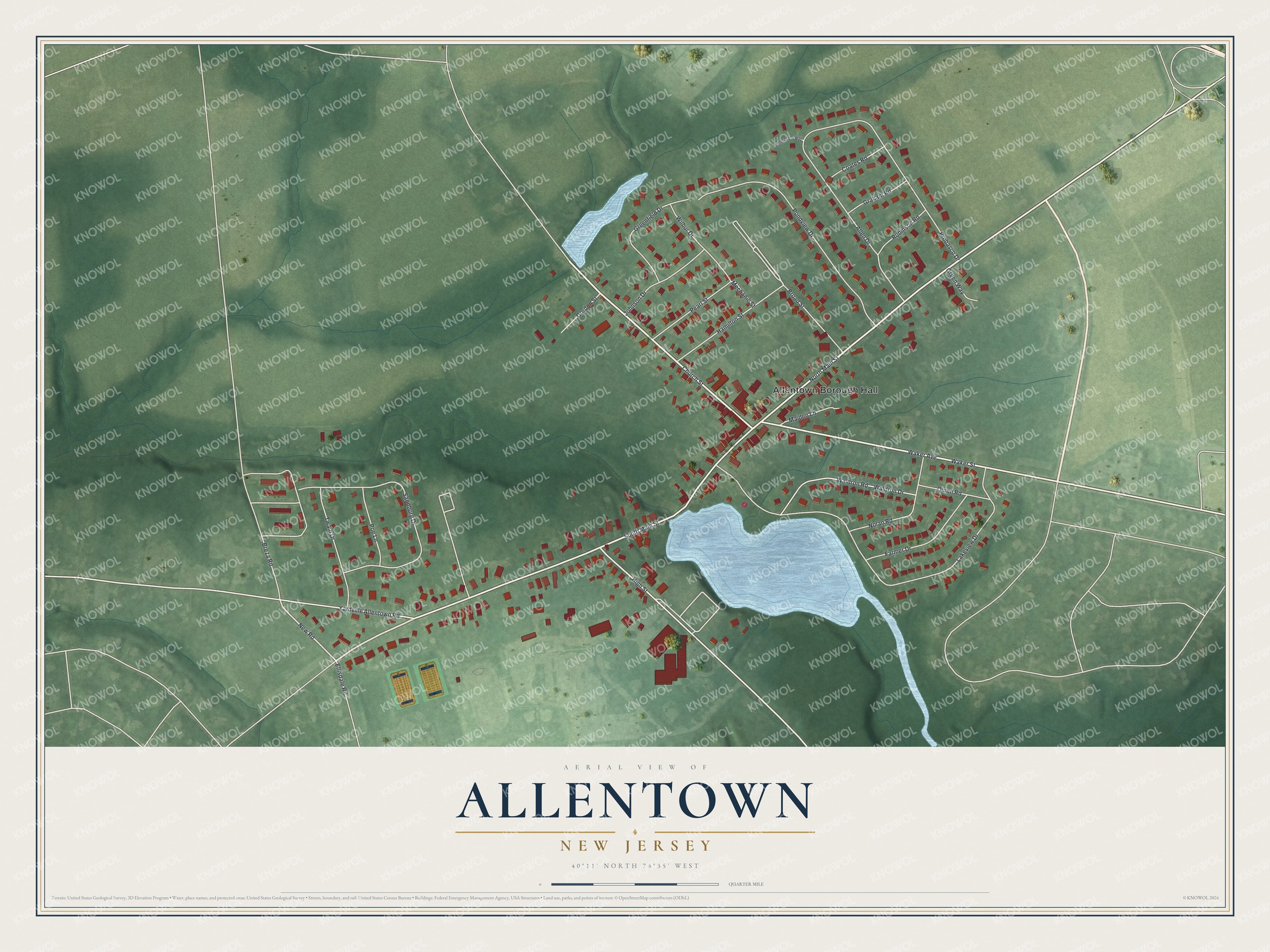 Watermarked full-map preview of Allentown, New Jersey
