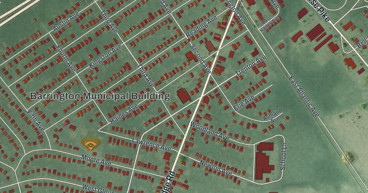Map of Barrington, New Jersey in 2026
