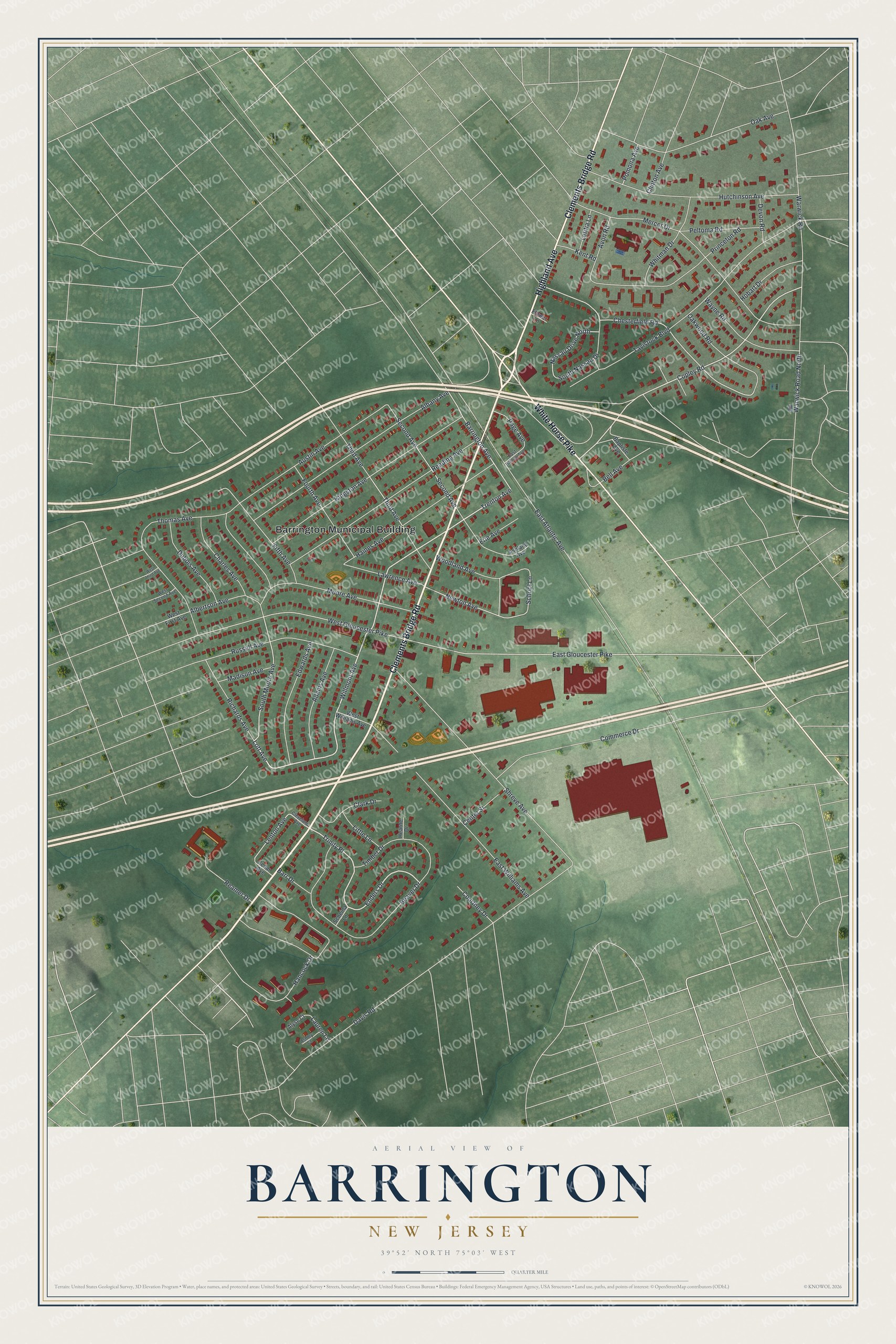 Watermarked full-map preview of Barrington, New Jersey