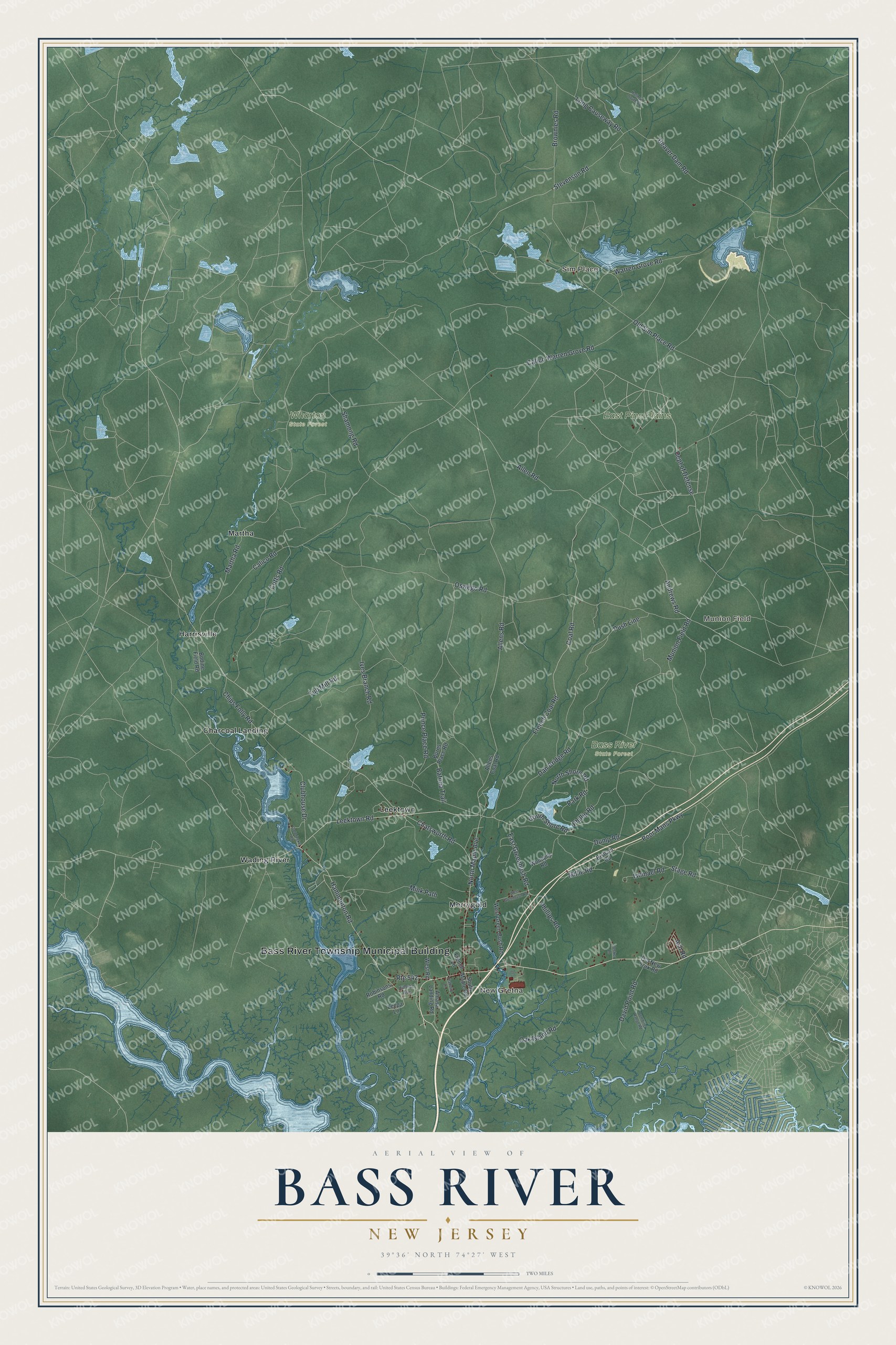 Watermarked full-map preview of Bass River, New Jersey
