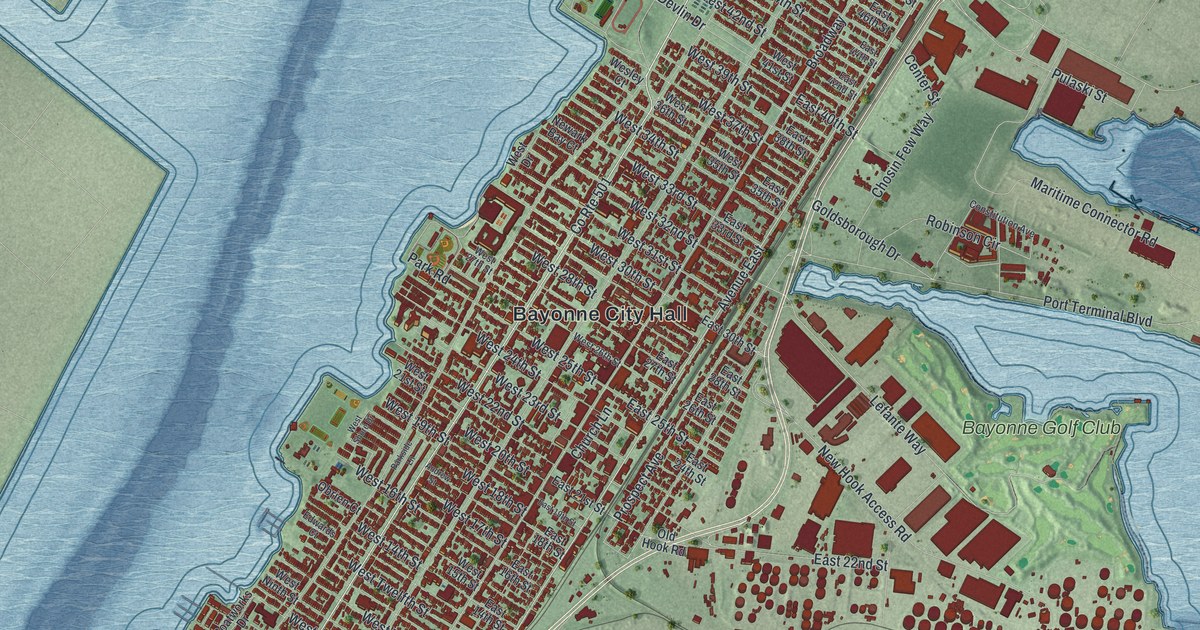 Map of Bayonne, New Jersey in 2026