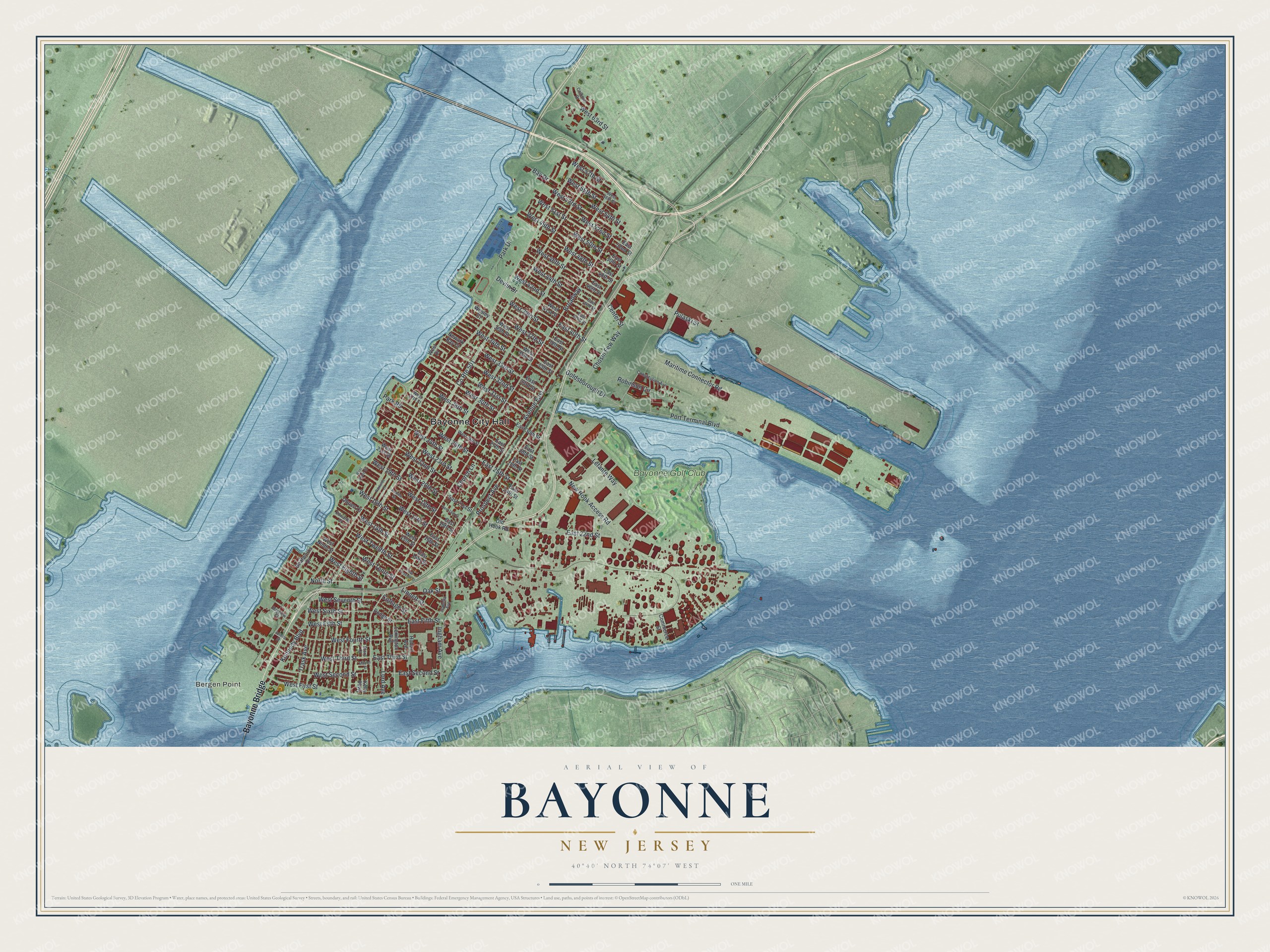 Watermarked full-map preview of Bayonne, New Jersey