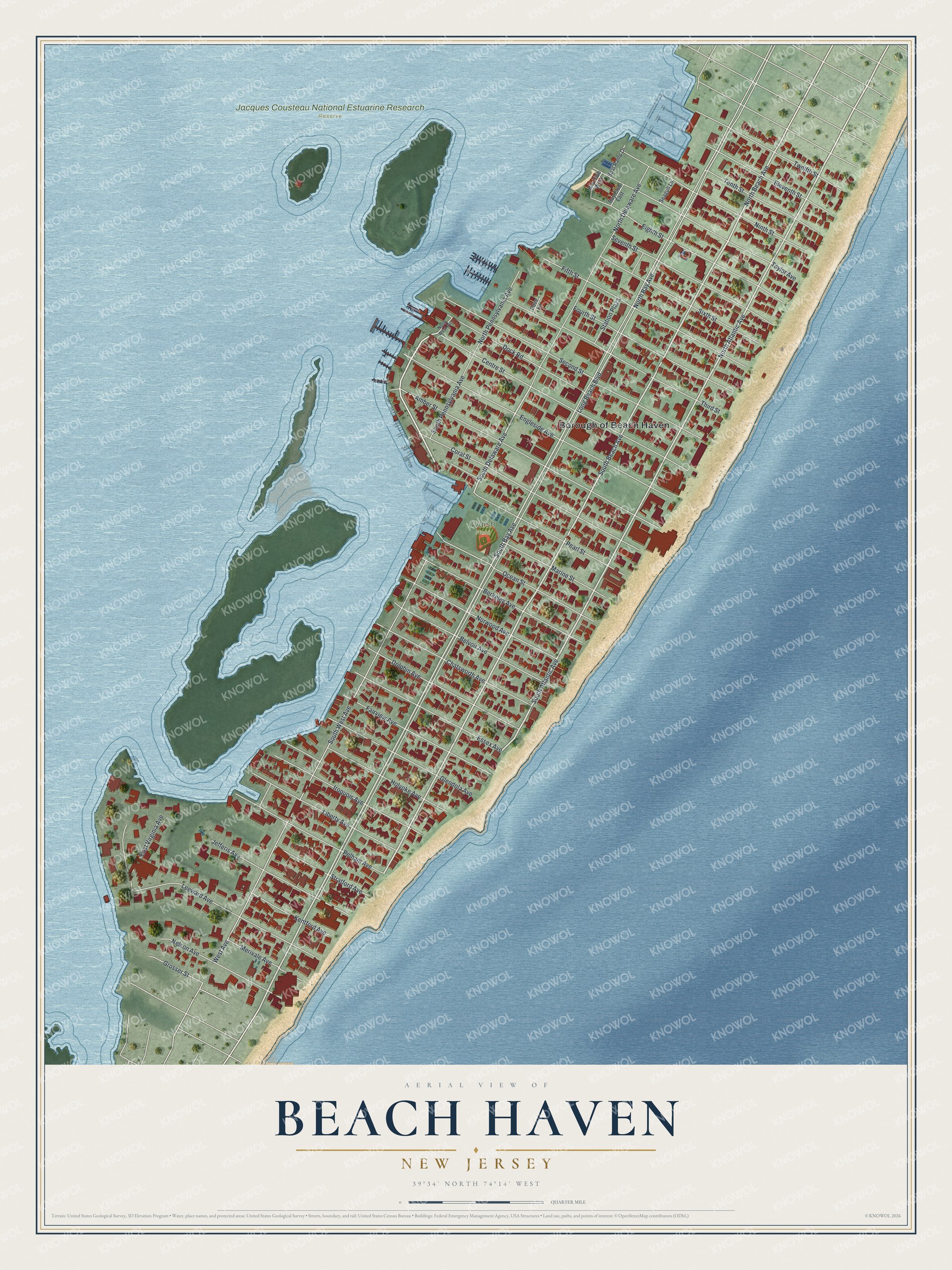 Watermarked full-map preview of Beach Haven, New Jersey