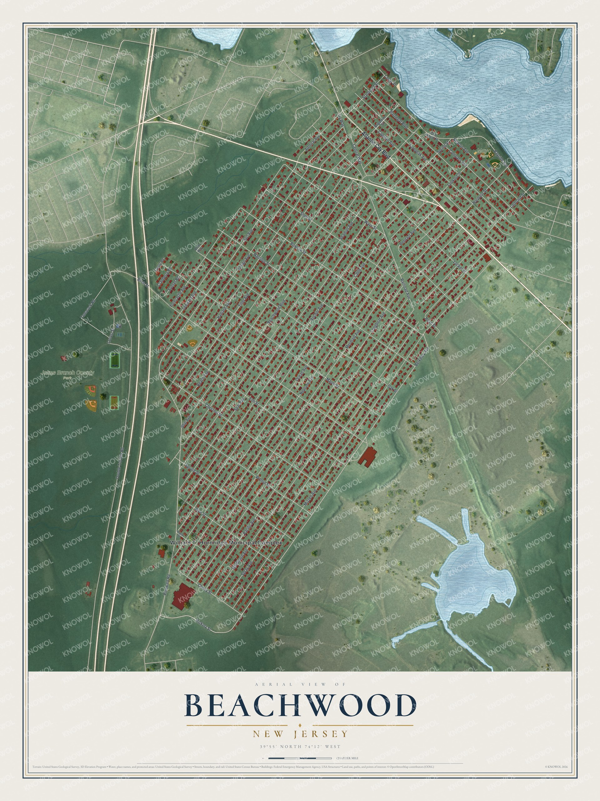 Watermarked full-map preview of Beachwood, New Jersey