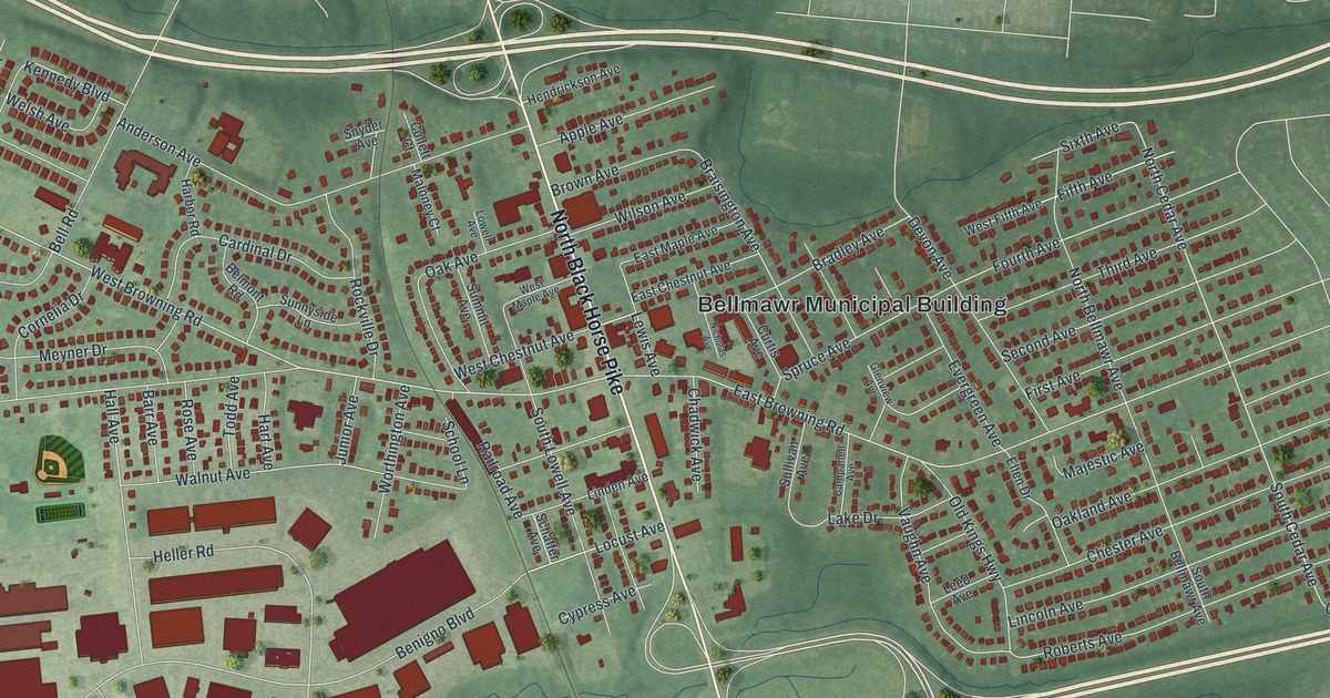 Map of Bellmawr, New Jersey in 2026