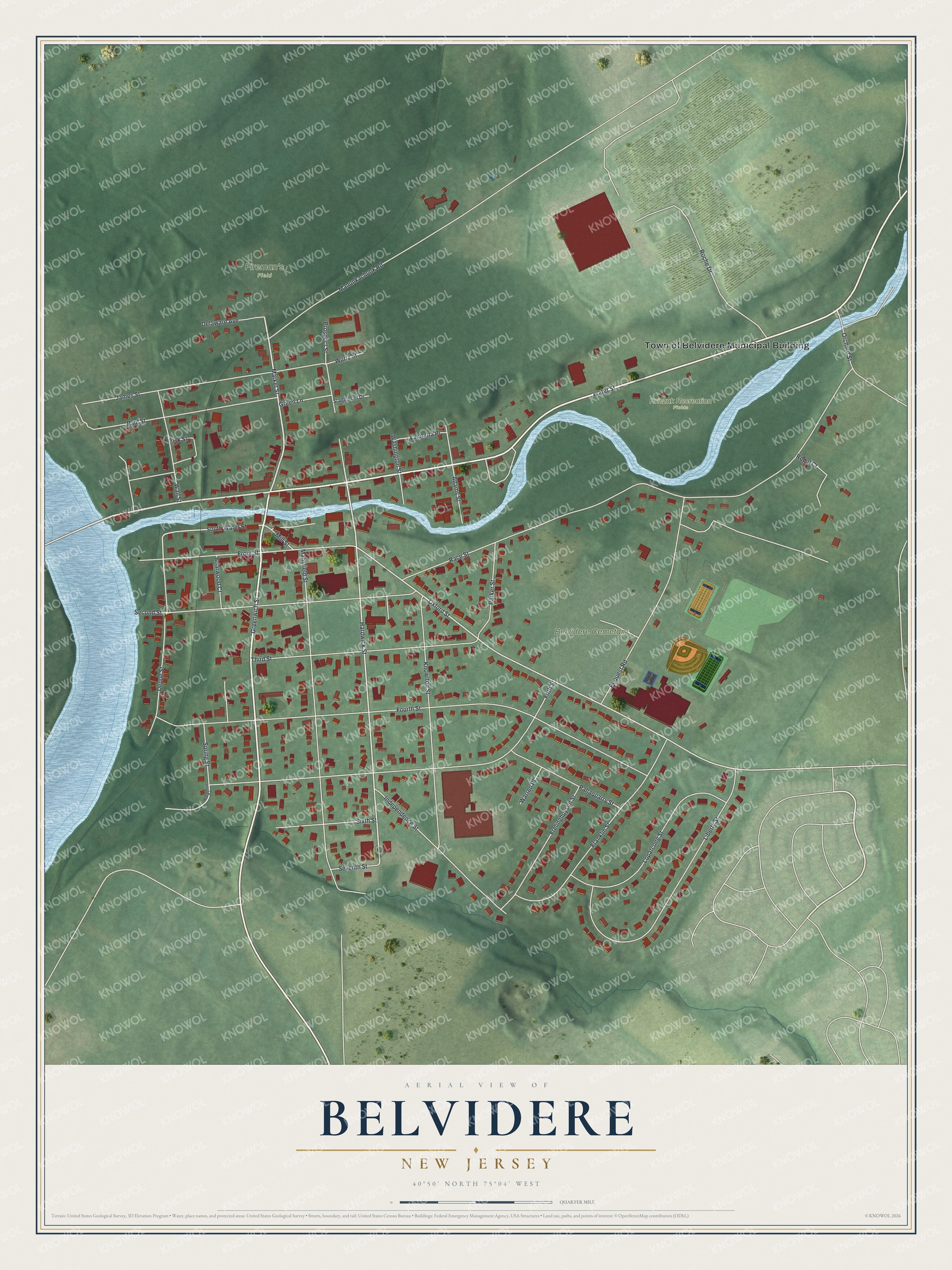 Watermarked full-map preview of Belvidere, New Jersey