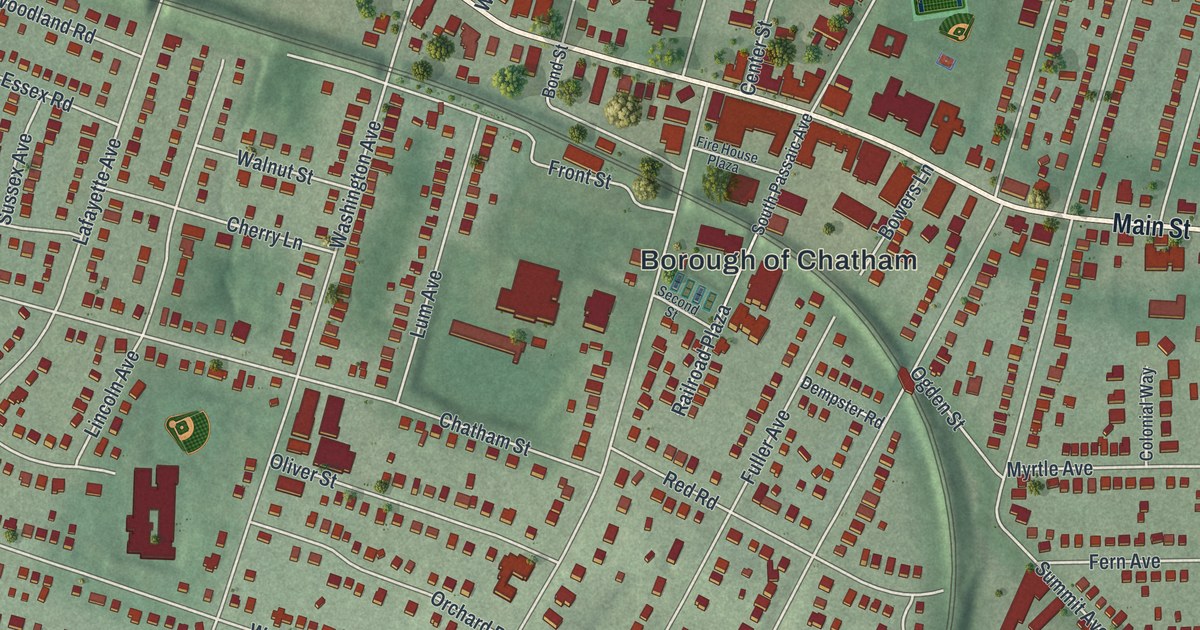 Map of the Borough of Chatham, Morris County, New Jersey in 2026