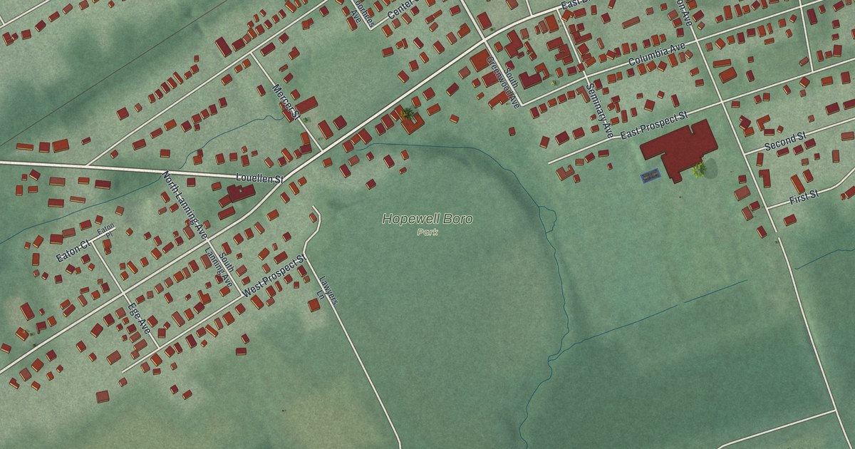 Map of the Borough of Hopewell, Mercer County, New Jersey in 2026