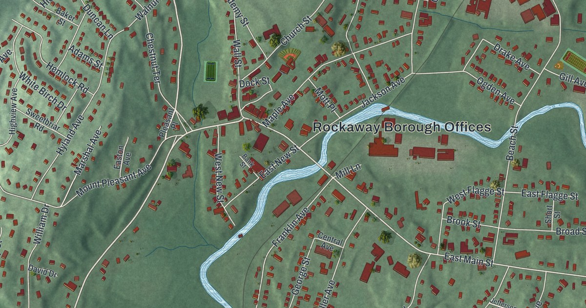 Map of the Borough of Rockaway, Morris County, New Jersey in 2026