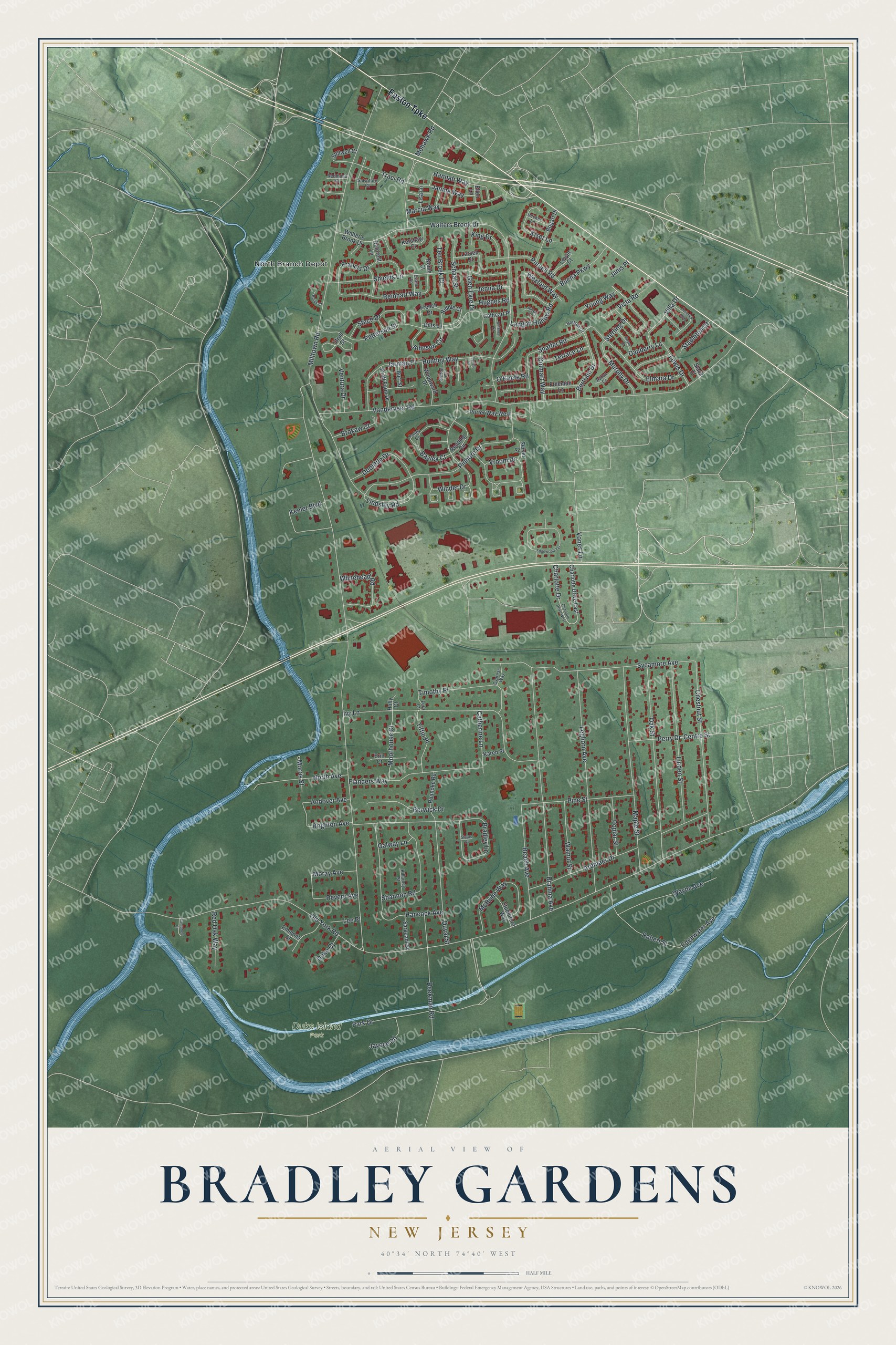 Watermarked full-map preview of Bradley Gardens, New Jersey