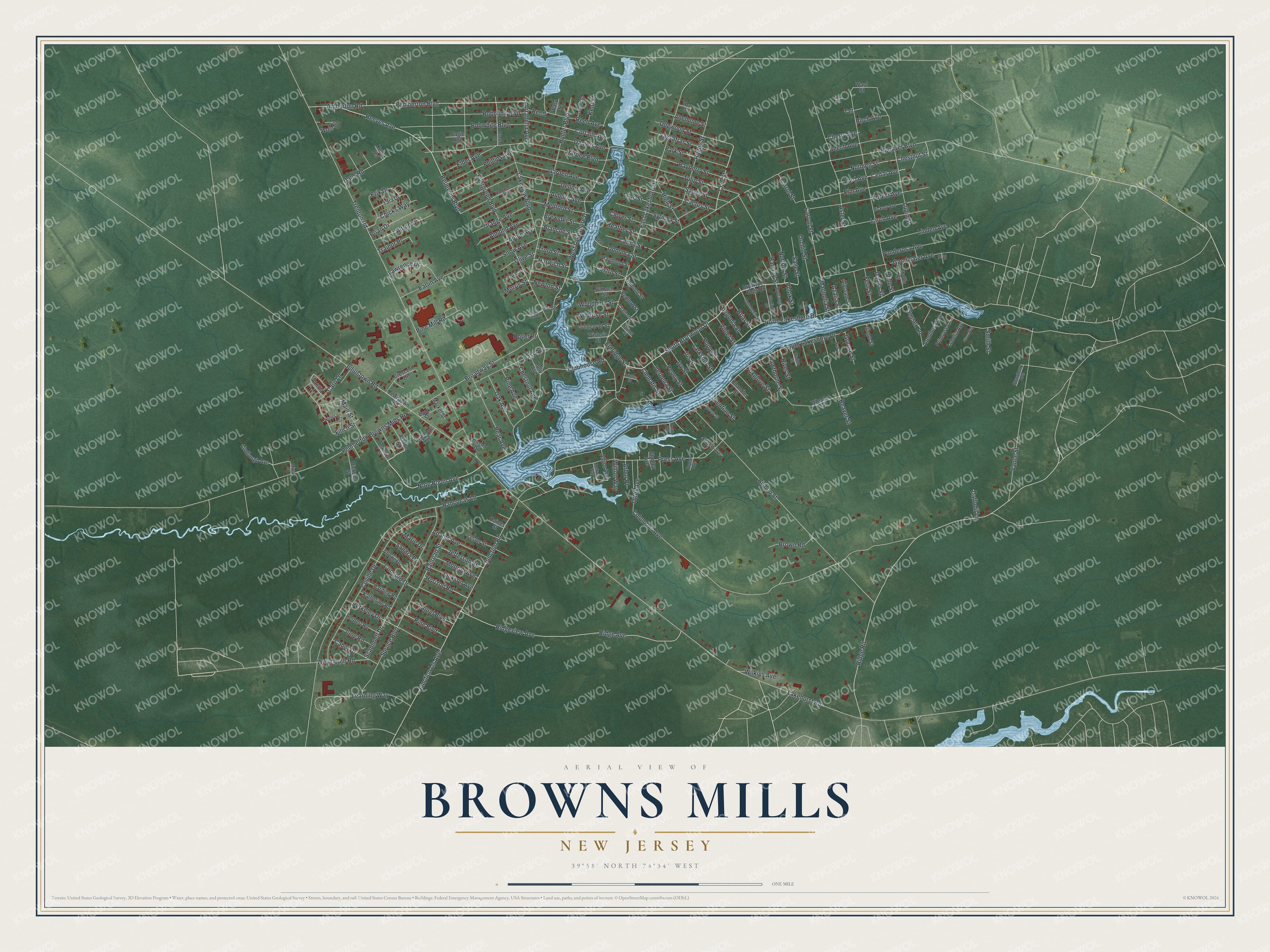Watermarked full-map preview of Browns Mills, New Jersey