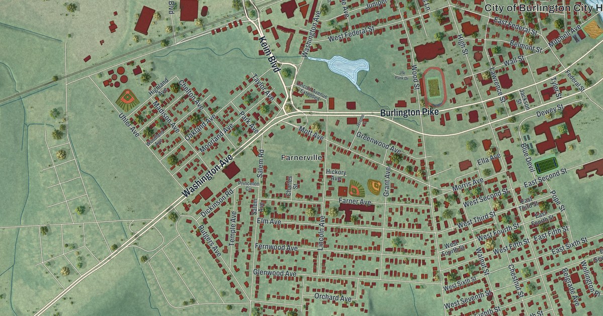 Map of the City of Burlington, Burlington County, New Jersey in 2026
