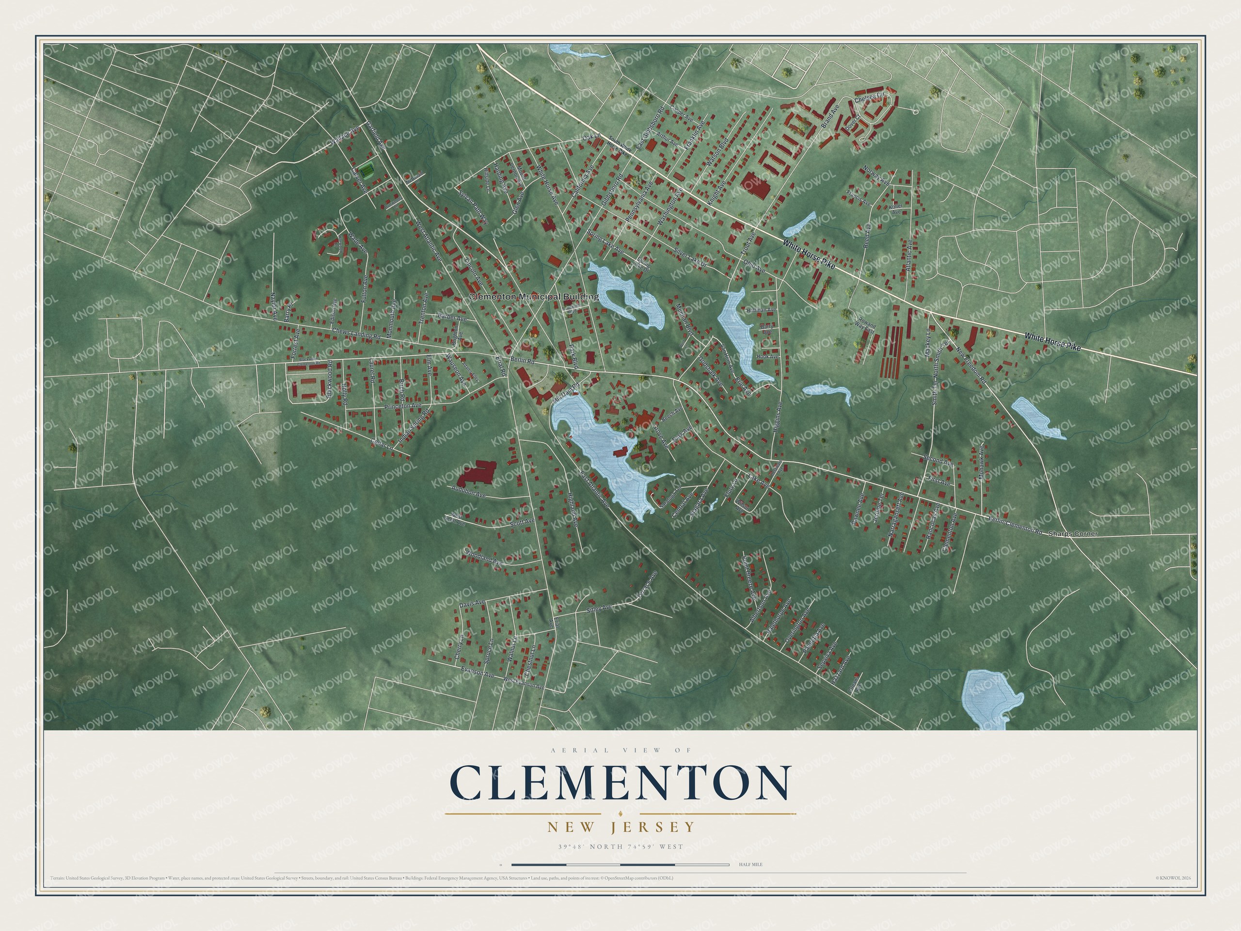 Watermarked full-map preview of Clementon, New Jersey
