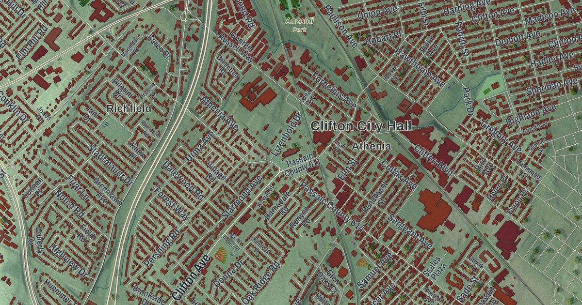Map of Clifton, New Jersey in 2026