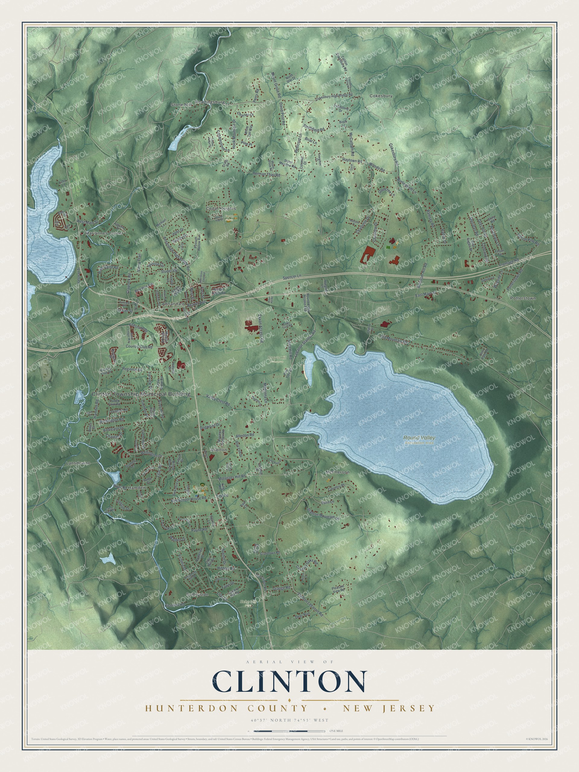 Watermarked full-map preview of Clinton, New Jersey