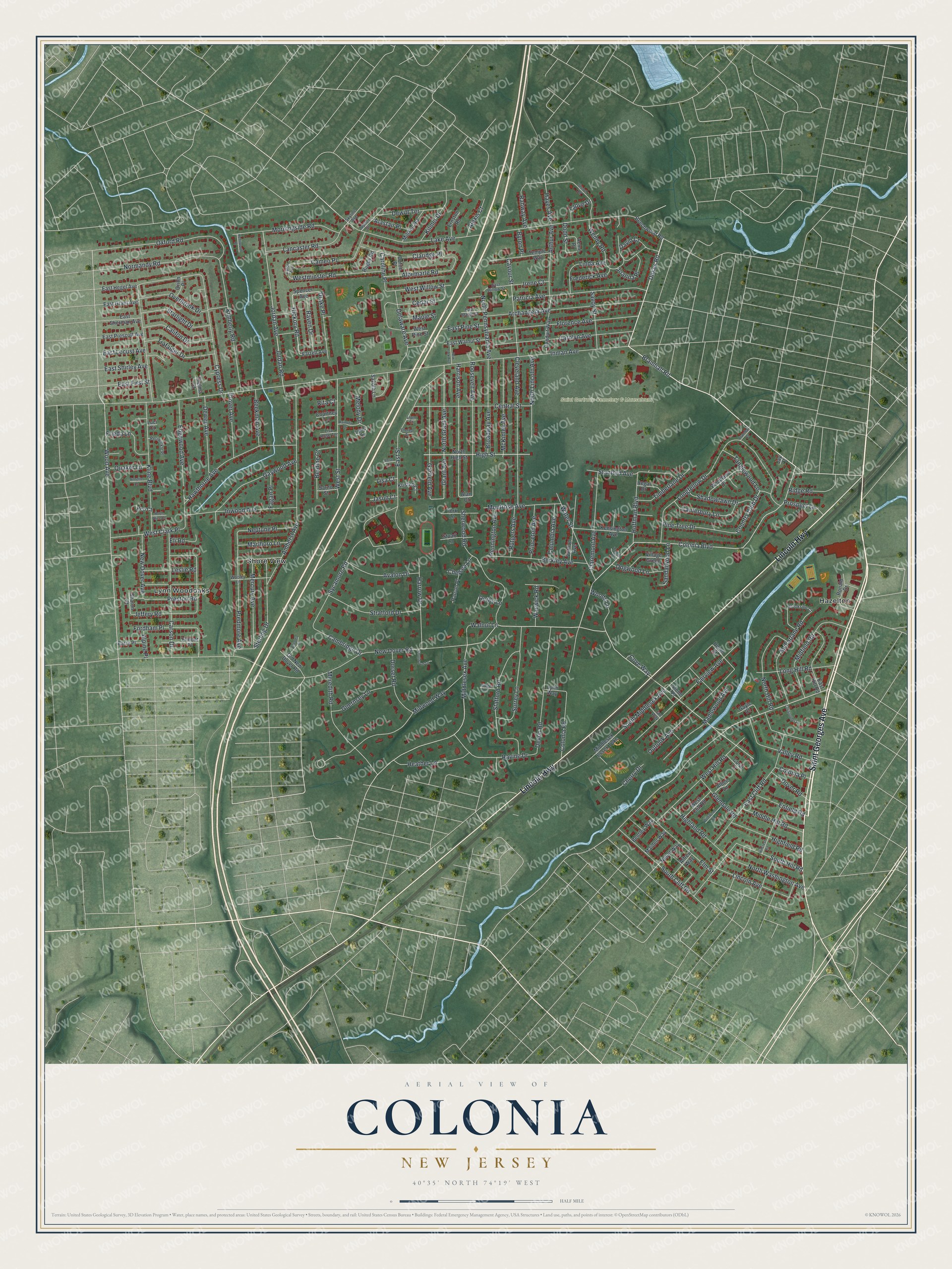 Watermarked full-map preview of Colonia, New Jersey