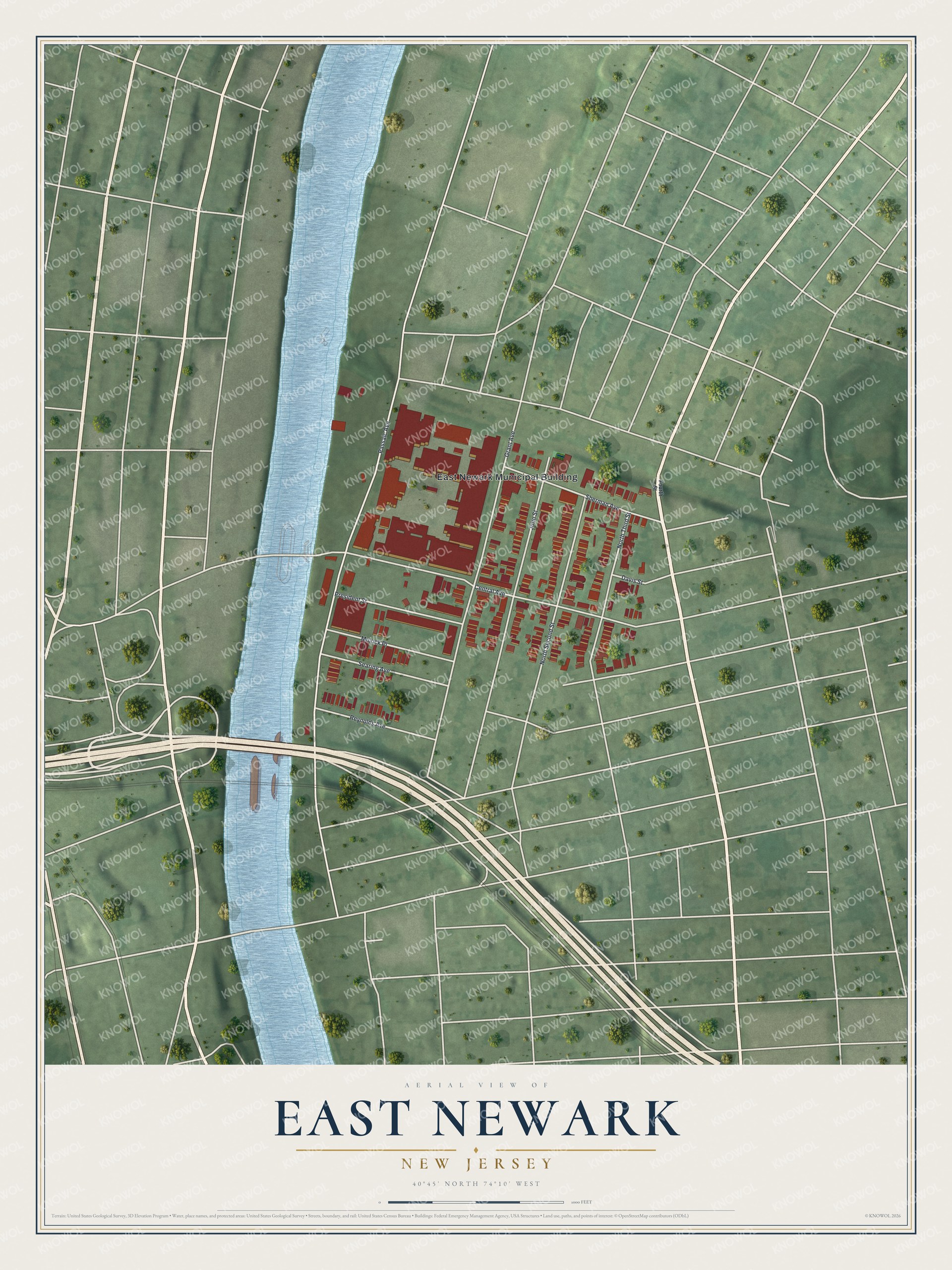 Watermarked full-map preview of East Newark, New Jersey