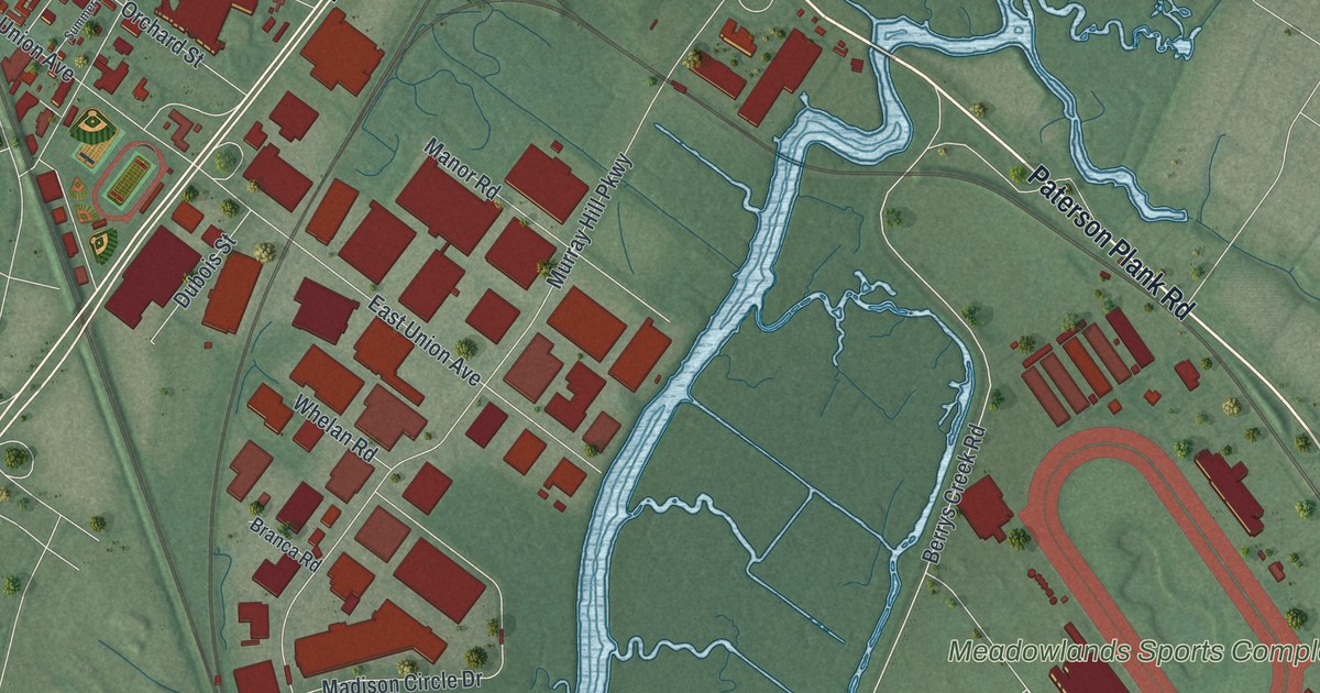 Map of East Rutherford, New Jersey in 2026