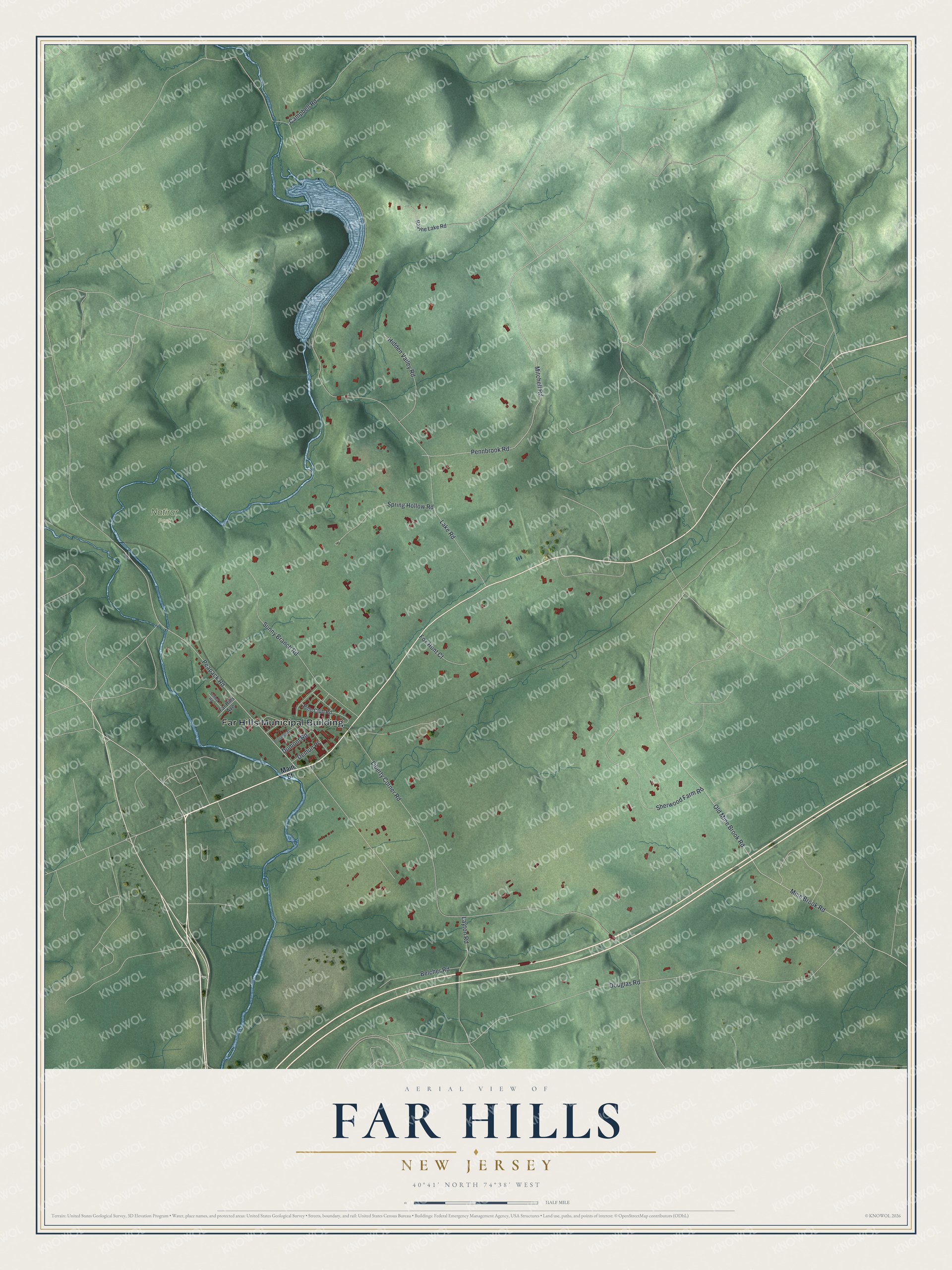 Watermarked full-map preview of Far Hills, New Jersey