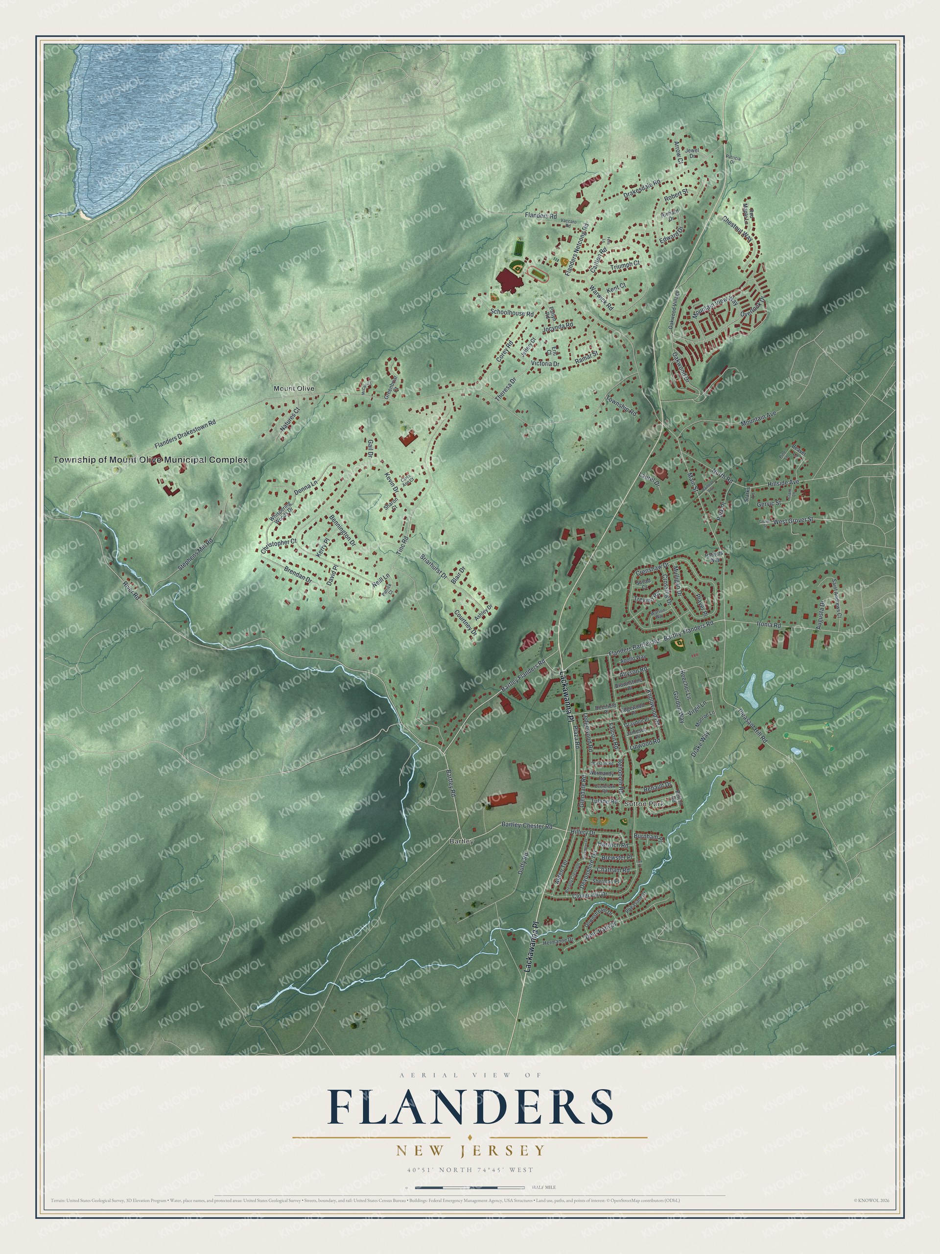 Watermarked full-map preview of Flanders, New Jersey