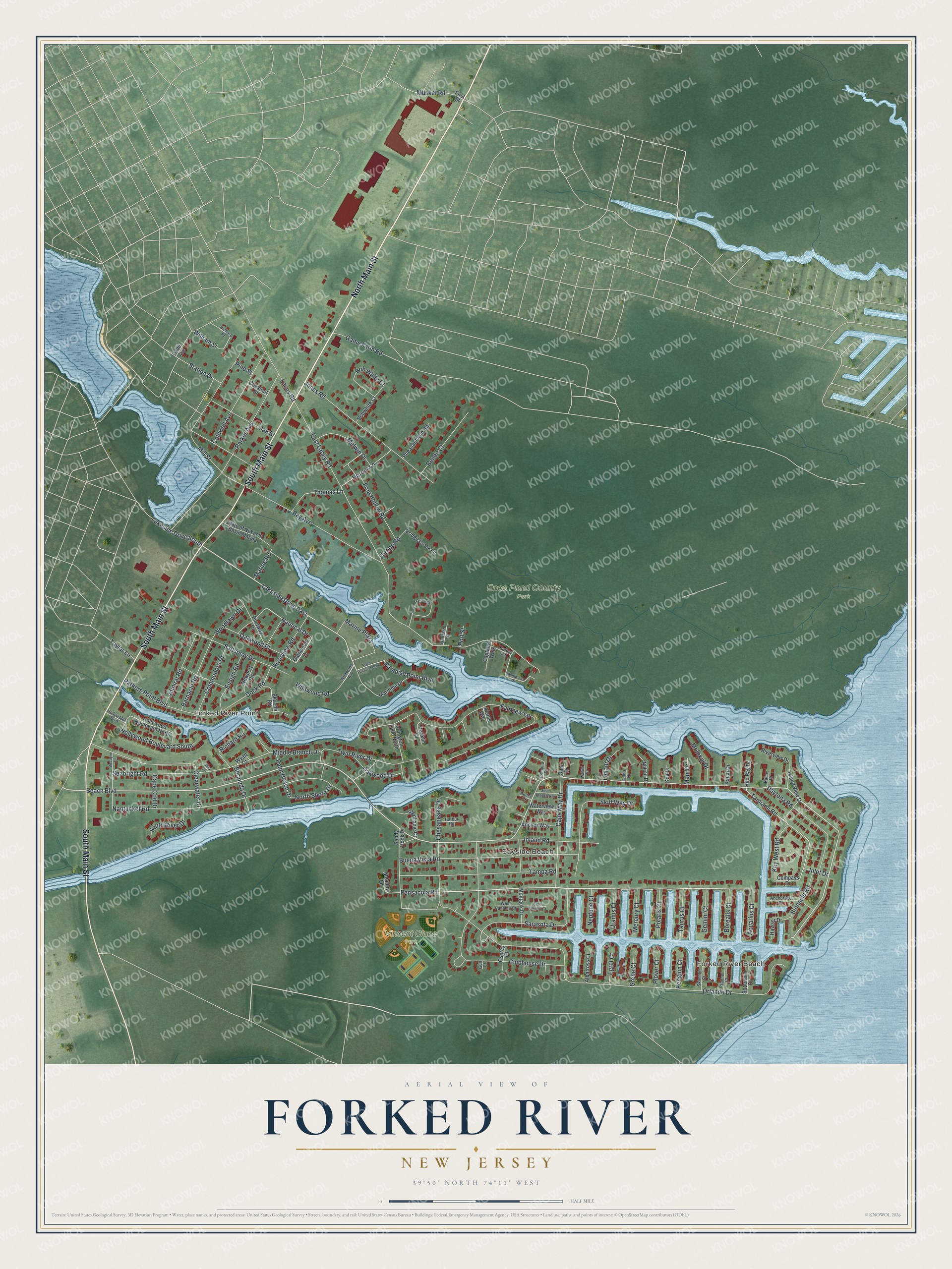 Watermarked full-map preview of Forked River, New Jersey