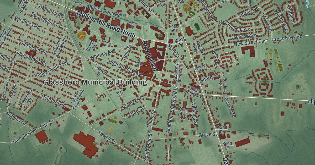 Map of Glassboro, New Jersey in 2026
