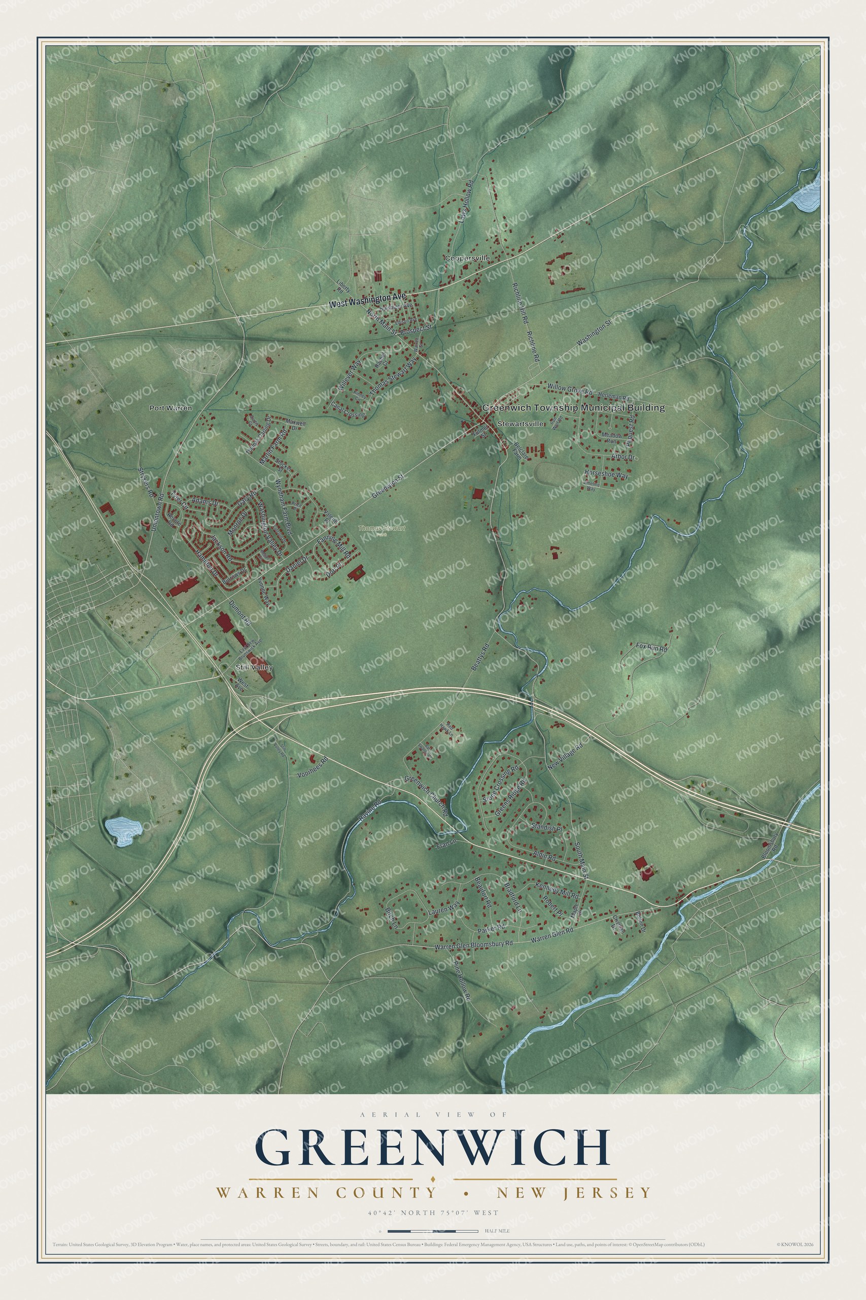Watermarked full-map preview of Greenwich, New Jersey